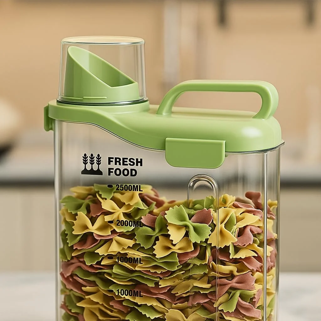 ظرف نگهداری مواد غذایی مومنت 2500 میلی لیتر، ظرف دربسته برای لوازم آشپزخانه، مناسب برای نگهداری برنج/آرد/غلات/روغن/پودر لباسشویی ظرف نگهداری مواد غذایی مومنت 2500 میلی لیتر، ظرف دربسته برای لوازم آشپزخانه، مناسب برای نگهداری برنج/آرد/غلات/روغن/پودر لباسشویی