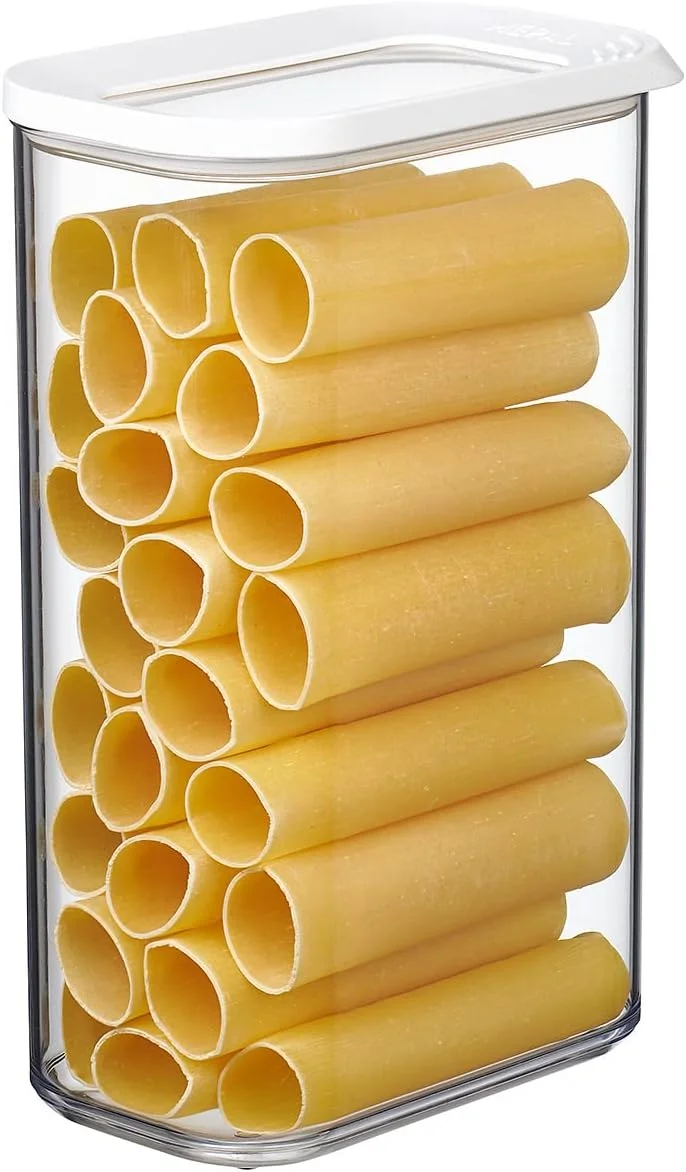 مِپال - ظرف نگهداری مواد غذایی مستطیلی مدل Modula - جعبه نگهداری شفاف با درب - سازمان دهنده نگهداری آشپزخانه و جعبه نگهداری پلاستیکی - قابل چیدن روی هم و ضد هوا - 2000 میلی لیتر - سفید