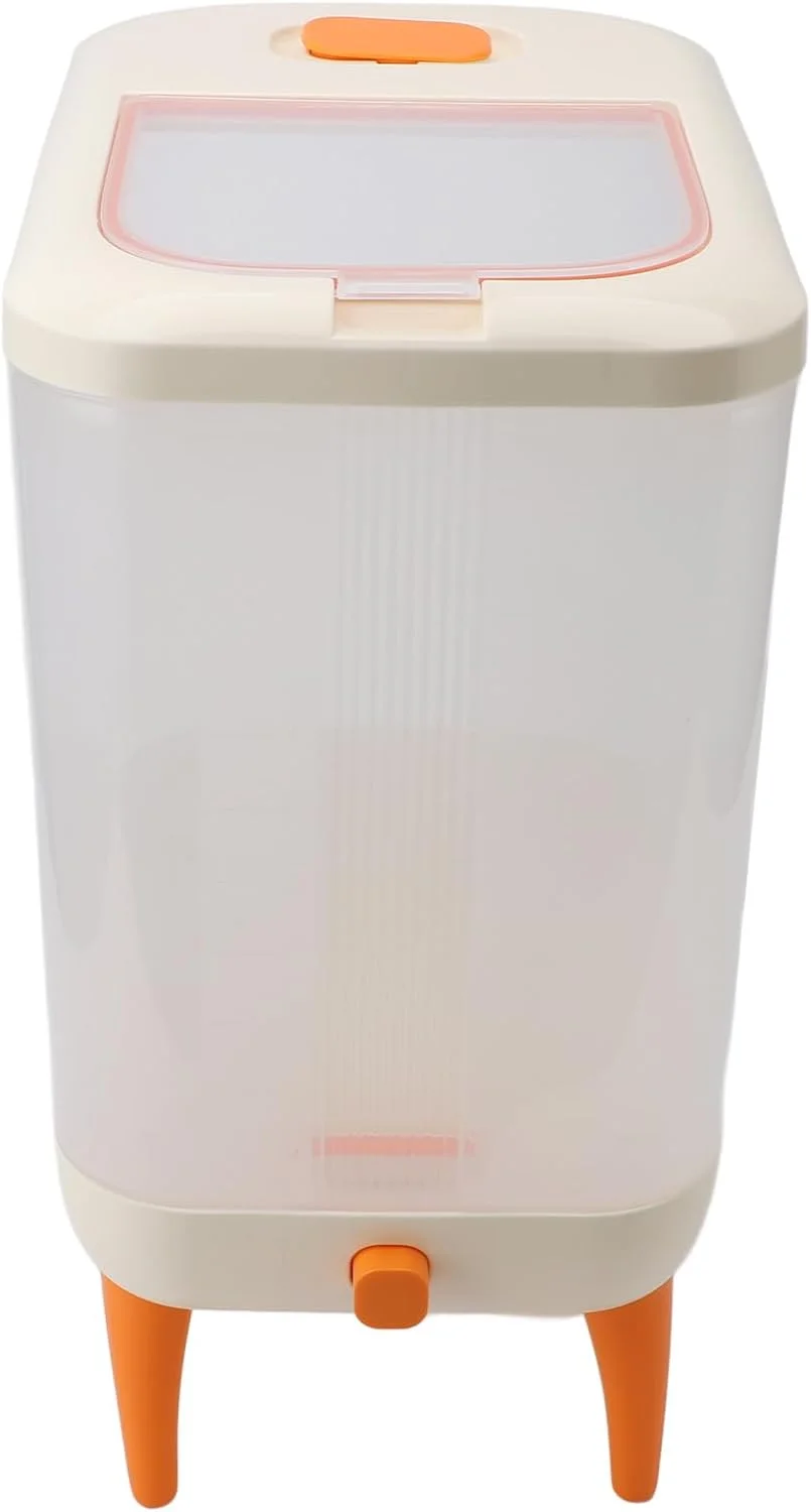 ظرف نگهداری برنج 12 لیتری Luqeeg، جعبه سطل برنجی پلاستیکی فشرده و ضد هوا با گرید غذایی، جعبه نگهداری مواد غذایی بزرگ و ضد هوا با ابزار شستشو برای نگهداری آرد، غلات و شیرینی