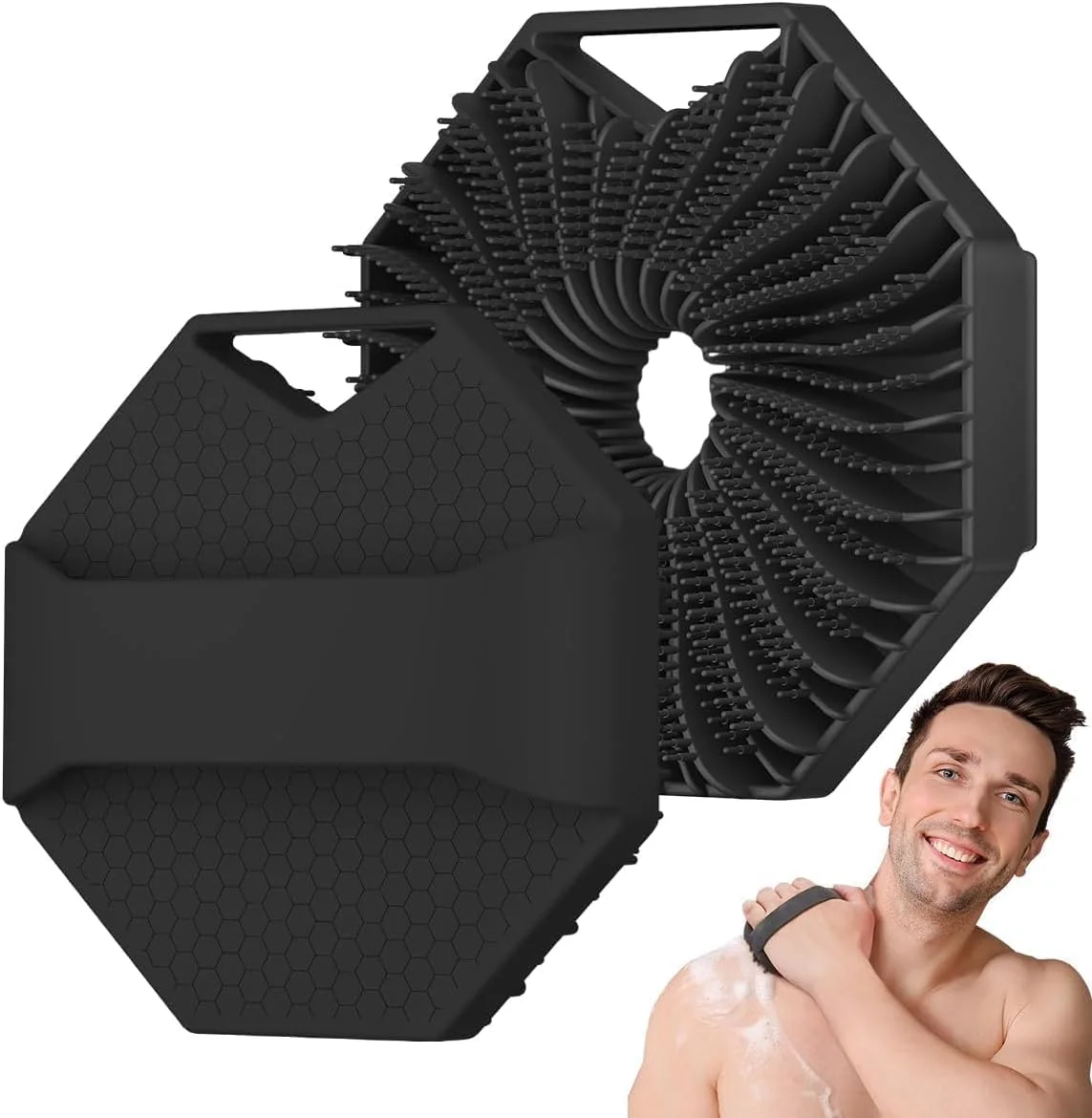 لیف سیلیکونی آنتی باکتریال ممتاز بایتک برای تغذیه و لایه برداری کامل بدن و پوست حساس | افزایش دهنده کف | دستگیره ضد لغزش با حلقه آویز