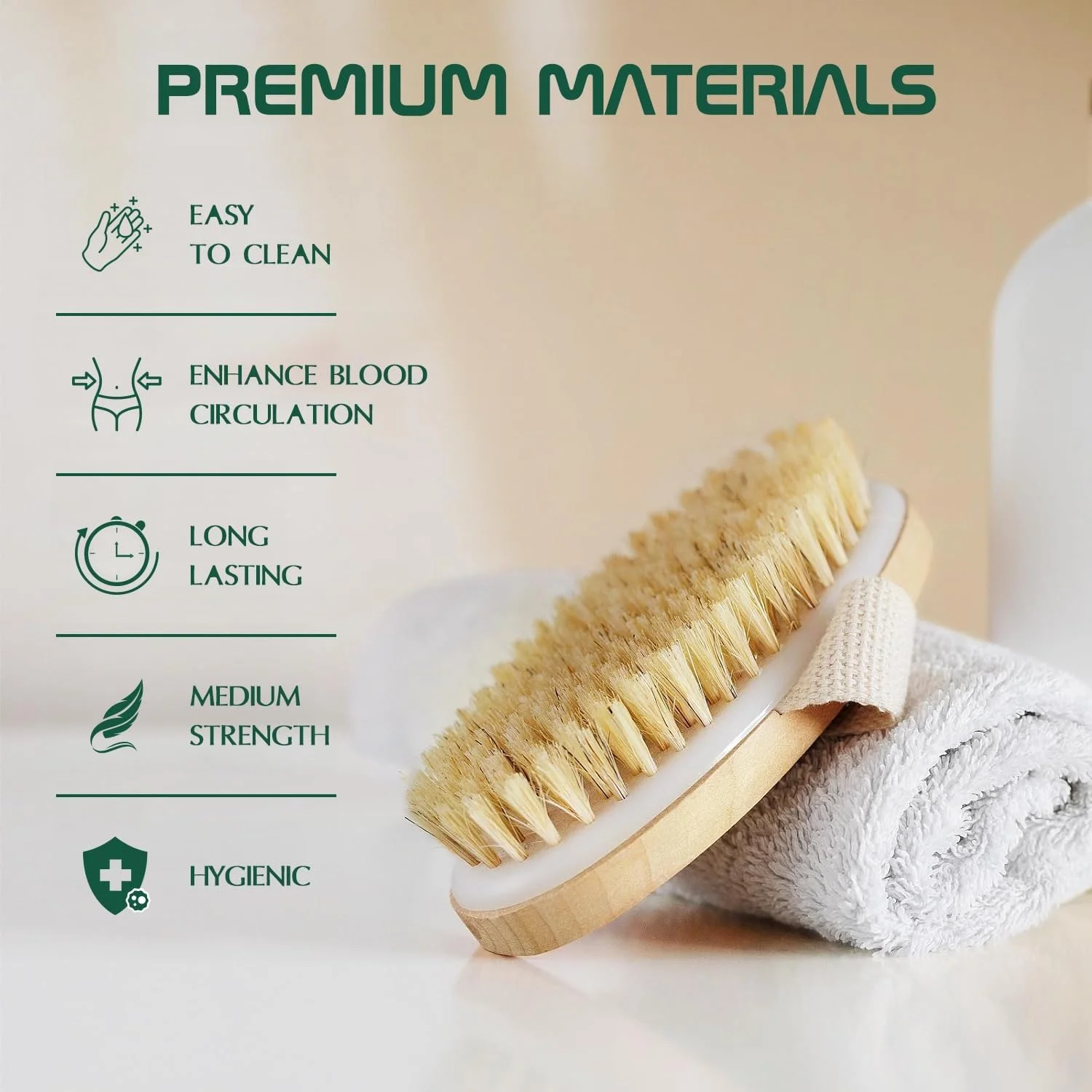 برس بدن با موهای طبیعی آرورا پریمیوم، برس لایه بردار پوست خشک برای داشتن پوستی بی عیب و نقص، کاهش سلولیت، بهبود تخلیه لنفاوی و بهبود گردش خون