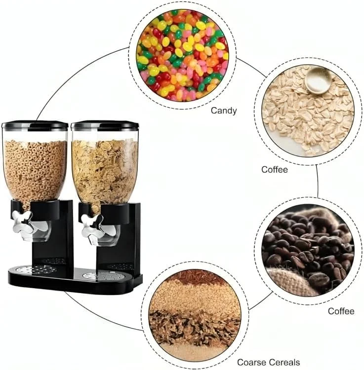 ظرف دوگانه غلات صبحانه مامسا، محفظه چرخشی و ضد هوا برای نگهداری مواد غذایی خشک مانند آجیل، حبوبات، برنج، مناسب برای نظم دهی آشپزخانه و نگهداری در کابینت، ظرفیت 2 لیتر (هر مخزن) ظرف دوگانه غلات صبحانه مامسا، محفظه چرخشی و ضد هوا برای نگهداری مواد غذایی خشک مانند آجیل، حبوبات، برنج، مناسب برای نظم دهی آشپزخانه و نگهداری در کابینت، ظرفیت 2 لیتر (هر مخزن)