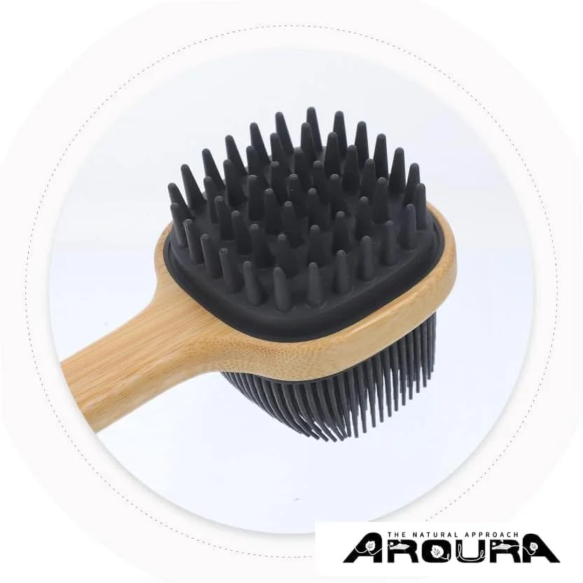 لیف پشت سیلیکونی ممتاز و سازگار با محیط زیست Aroura: دسته بلند بامبو، برس دوش دو طرفه، برس لایه بردار با بند برای آقایان و بانوان