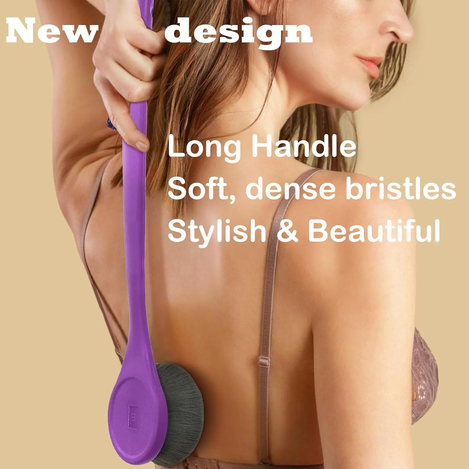 لوسیون اپلیکاتور برای پشت، پاها، دسته بلند خمیده، اپلیکاتور ضد آفتاب پشت برای کودکان، زنان، برس های فوق العاده نرم برای راحتی نهایی، استفاده از کرم مرطوب کننده، برنزه کننده خودکار، بنفش