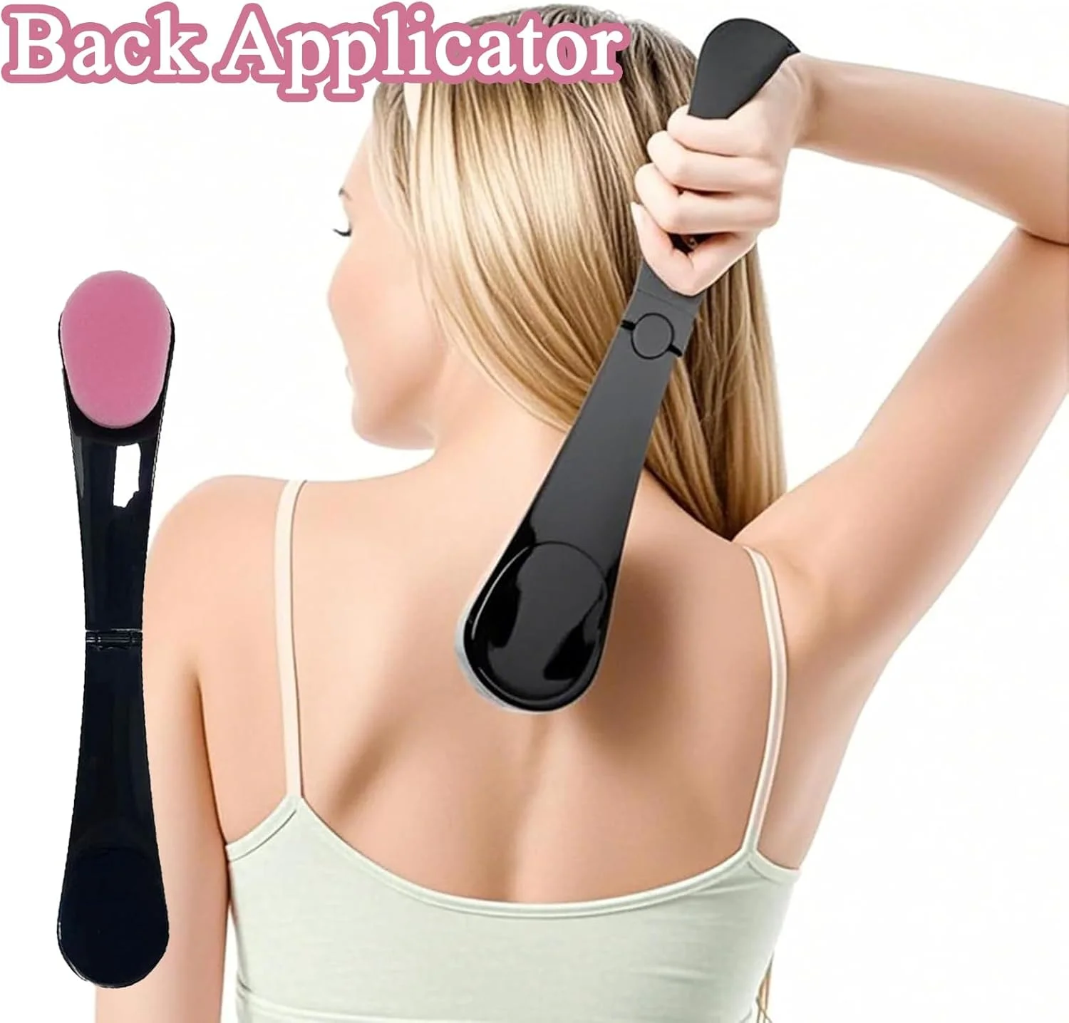 بسته 2 عددی کرم مال برای پشت، کرم مال پشتی صورتی، اپلیکاتور پشت، طراحی تاشو، قابل استفاده مجدد و کاربردی برای استفاده شخصی از لوسیون دوش و محافظت در برابر آفتاب