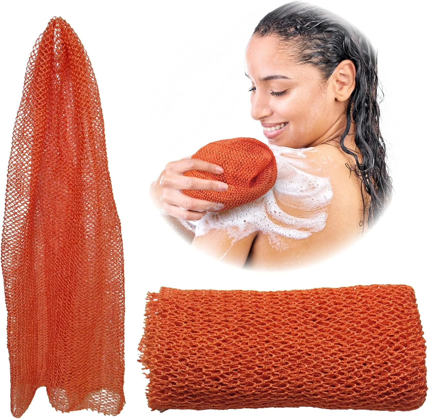 لیف اسفنجی آفریقایی ADETON، لایه بردار بدن، اسفنج توری نایلونی بلند، 17 رنگ، لوازم جانبی حمام، اسکراب پوست سر و پا، از بین برنده پوست مرده بدن (هلویی)