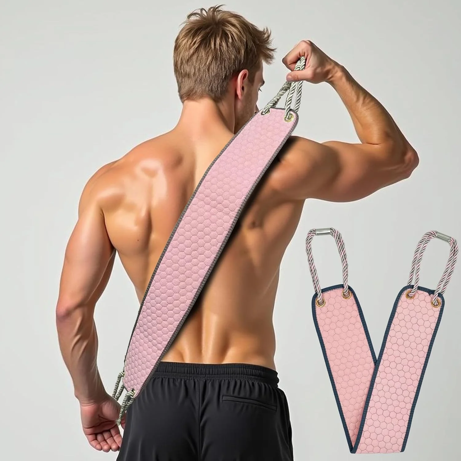 لیف پشت دوبل آهلپو با دسته برای شستشو (صورتی)