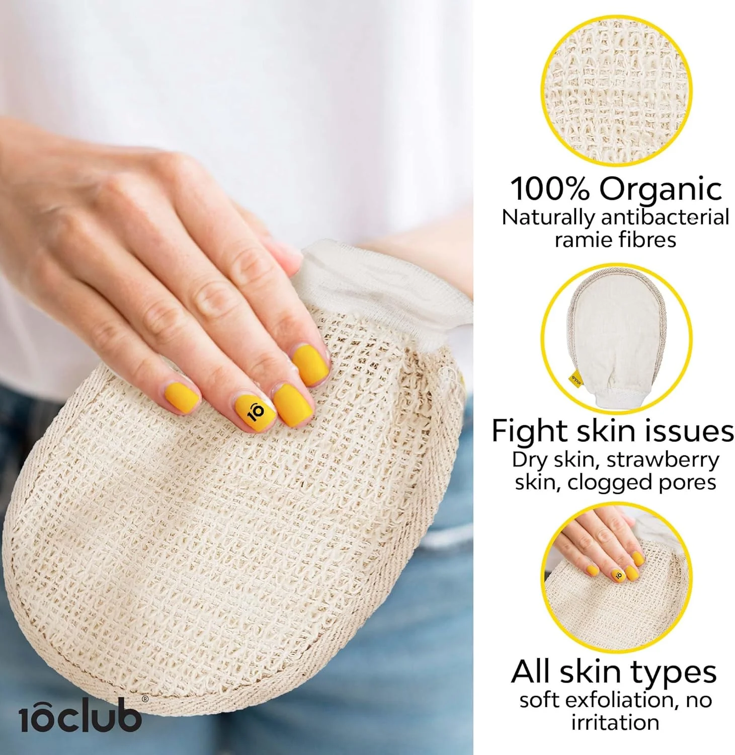 لیف حمام 10Club | لیف لوفا برای حمام | اسکرابر طبیعی رامی برای بدن | مناسب برای همه | پایدار | بزرگ