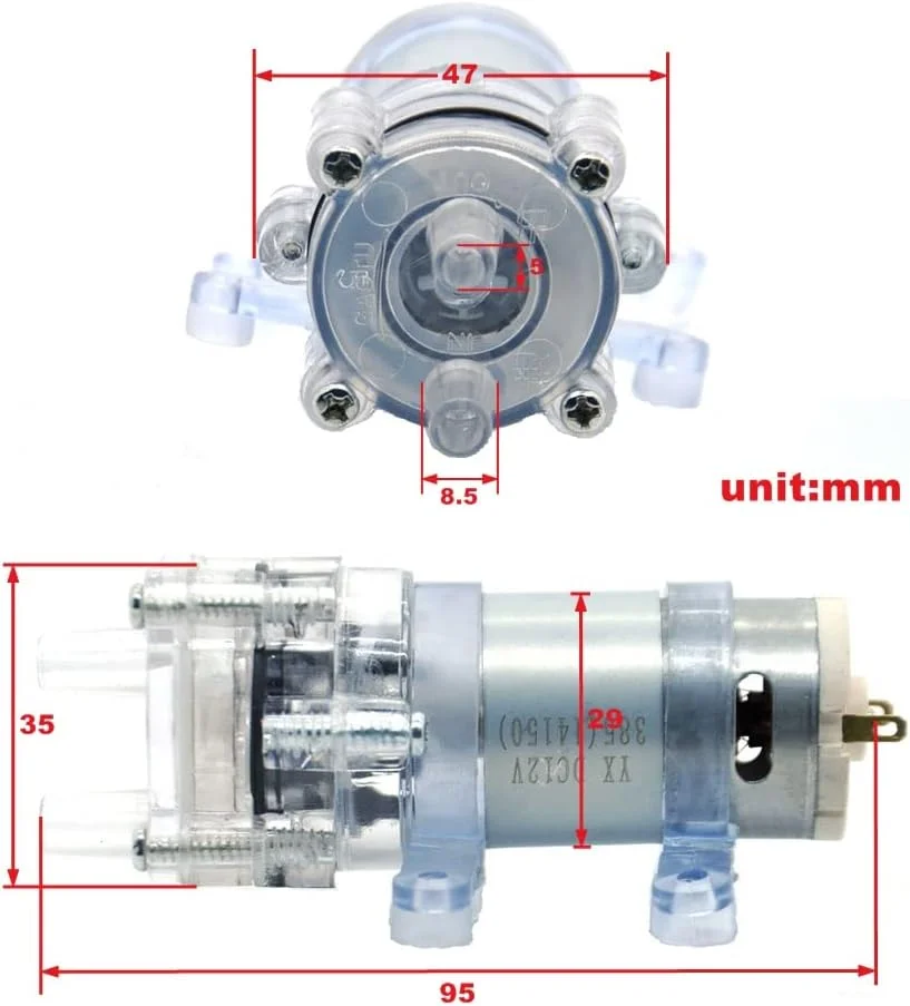 پمپ دیافراگمی خود مکش کوچک Gikfun DC 6V - 12V مدل R385 مناسب برای دستگاه آبسردکن، خنک کننده و پروژه های پمپاژ کوچک EK1970