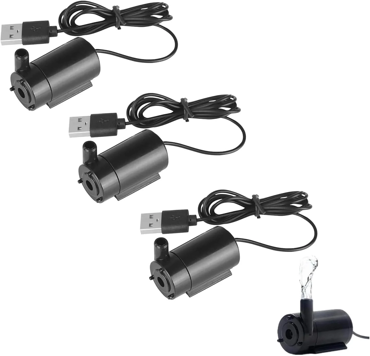پمپ آب غوطه ور کوچک Joyzzz، 3 عدد پمپ غوطه ور میکرو USB DC 3-5 ولت، پمپ آب کوچک کم صدا، پمپ موتور براشلس برای آکواریوم، مخزن ماهی، حوضچه فواره، باغ هیدروپونیک