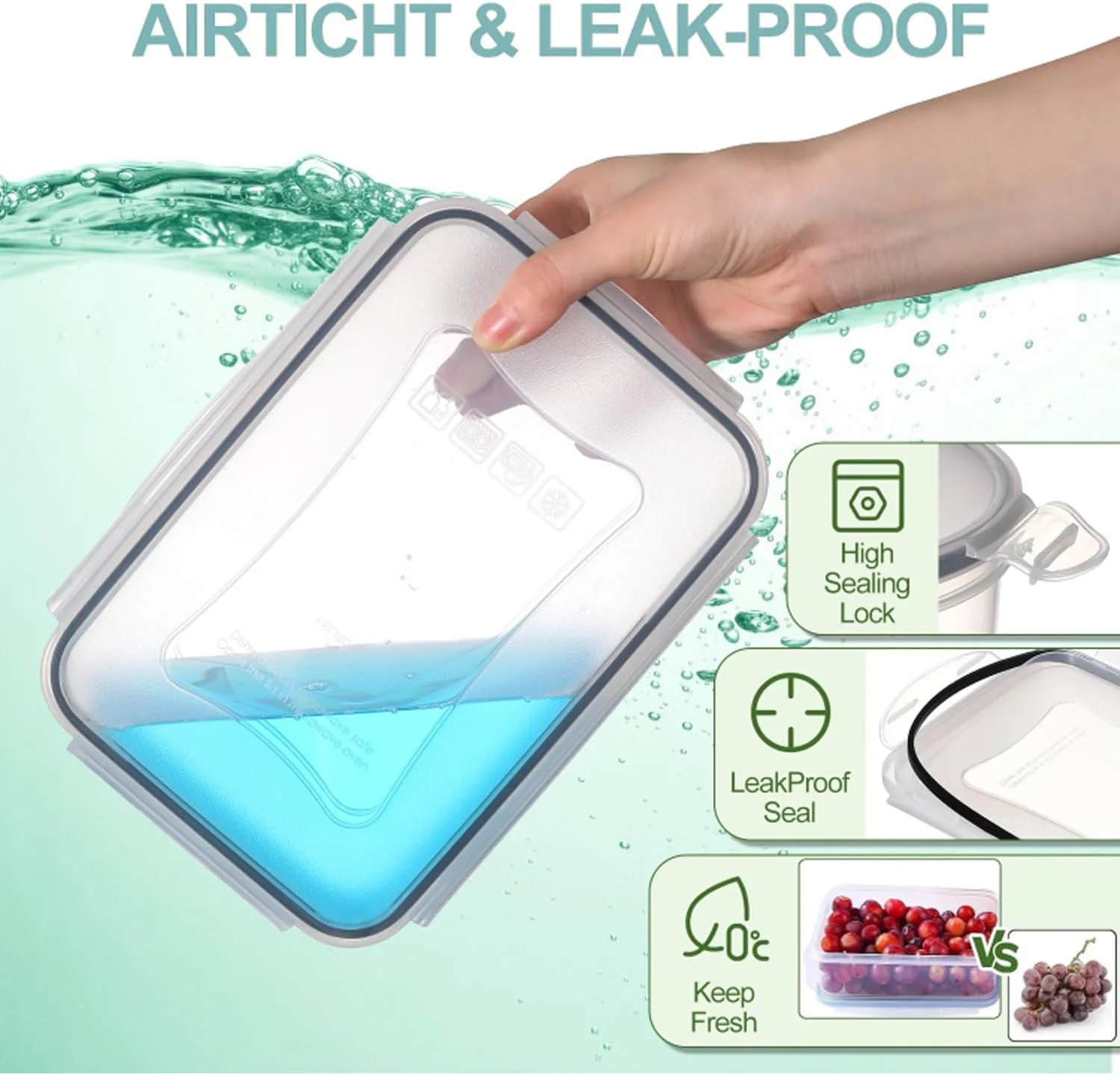 ظروف نگهداری مواد غذایی کیومد، 50 تکه، بزرگ و ضد هوا به همراه درب | بدون BPA، قابل چیدن و مناسب مایکروویو | 25 ظرف + 25 درب | طراحی ضد نشت برای آماده سازی غذا، فریزر و استفاده در آشپزخانه ظروف نگهداری مواد غذایی کیومد، 50 تکه، بزرگ و ضد هوا به همراه درب | بدون BPA، قابل چیدن و مناسب مایکروویو | 25 ظرف + 25 درب | طراحی ضد نشت برای آماده سازی غذا، فریزر و استفاده در آشپزخانه