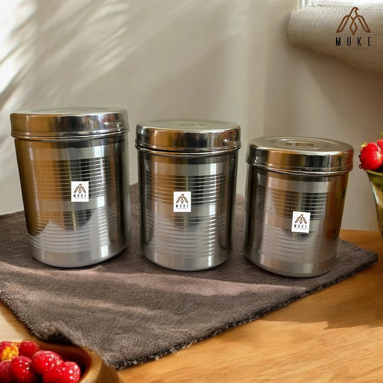 ظرف استیل آشپزخانه نکست، سایز 5 تا 7 کیلوگرم، ست 3 عددی دیبا استیل - ظرف کاربردی 7 لیتری استیل (بسته 3 عددی، نقره ای)