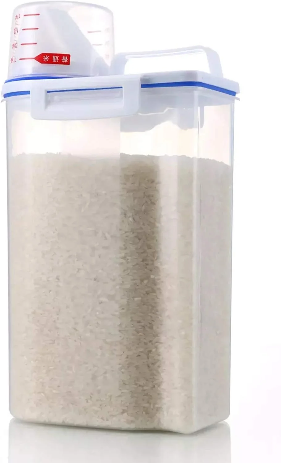 ظرف نگهداری برنج خانگی، ظروف غلات با پلاستیک فاقد BPA + طراحی ضد هوا + پیمانه اندازه گیری + دهانه خروجی - ظرفیت 2 کیلوگرم برنج، ایده آل برای پلوپز ظرف نگهداری برنج خانگی، ظروف غلات با پلاستیک فاقد BPA + طراحی ضد هوا + پیمانه اندازه گیری + دهانه خروجی - ظرفیت 2 کیلوگرم برنج، ایده آل برای پلوپز