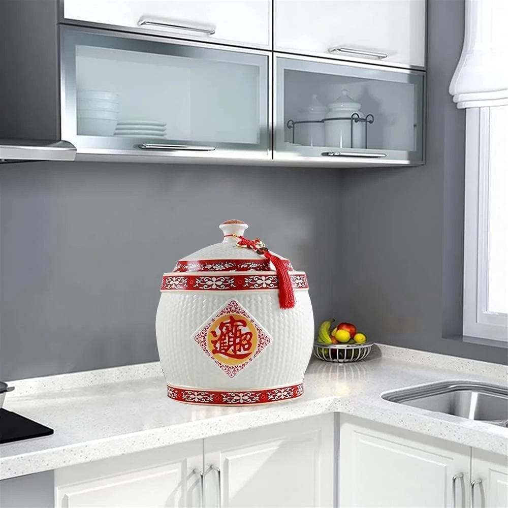 ظرف برنج سرامیکی Jouystore با طراحی منگوله، ظرف برنج سرامیکی کلاسیک، دیگ برنج مهر و موم شده چینی با ظرفیت بزرگ (مدل B) ظرف برنج سرامیکی Jouystore با طراحی منگوله، ظرف برنج سرامیکی کلاسیک، دیگ برنج مهر و موم شده چینی با ظرفیت بزرگ (مدل B)