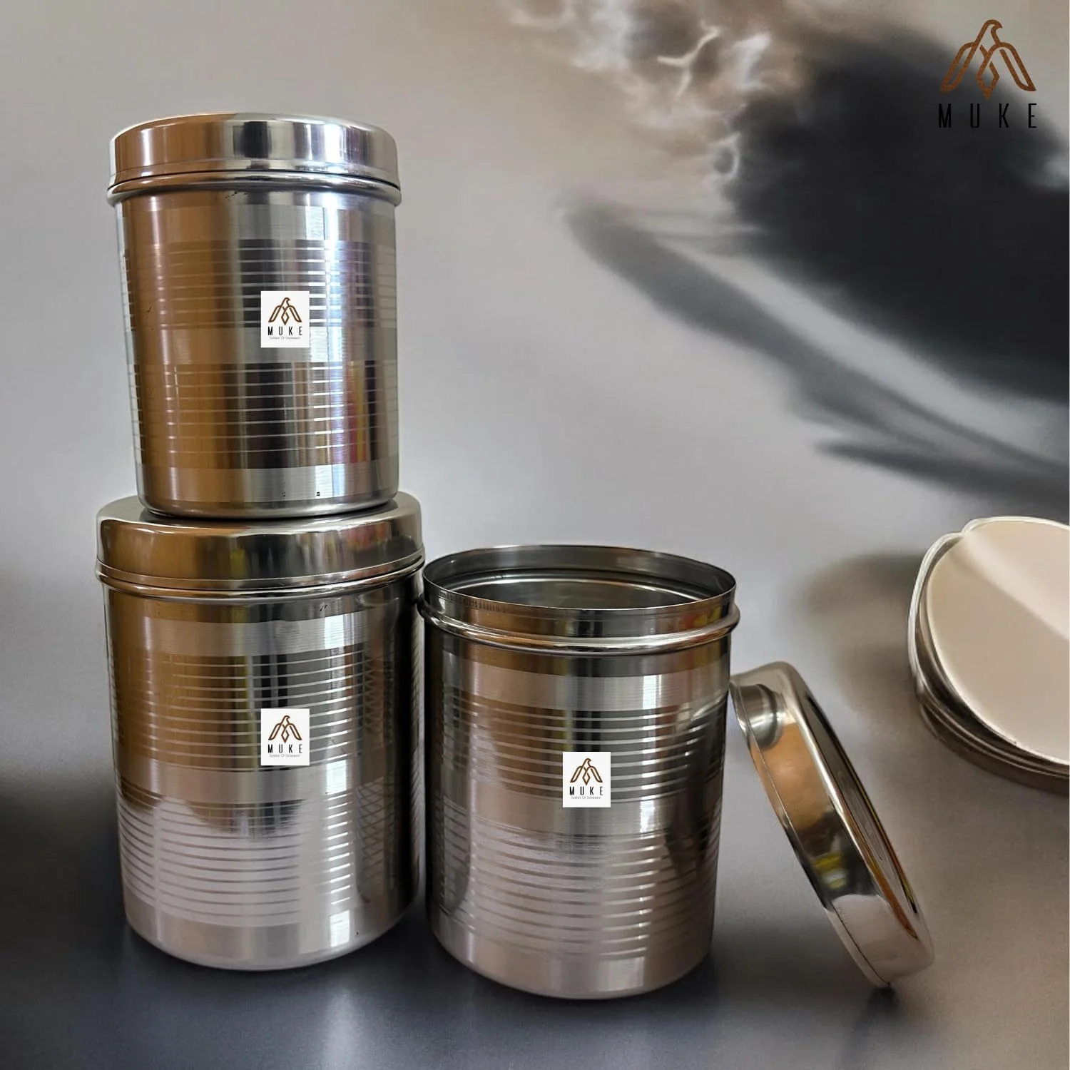 ظرف استیل آشپزخانه نکست، سایز 5 تا 7 کیلوگرم، ست 3 عددی دیبا استیل - ظرف کاربردی 7 لیتری استیل (بسته 3 عددی، نقره ای)