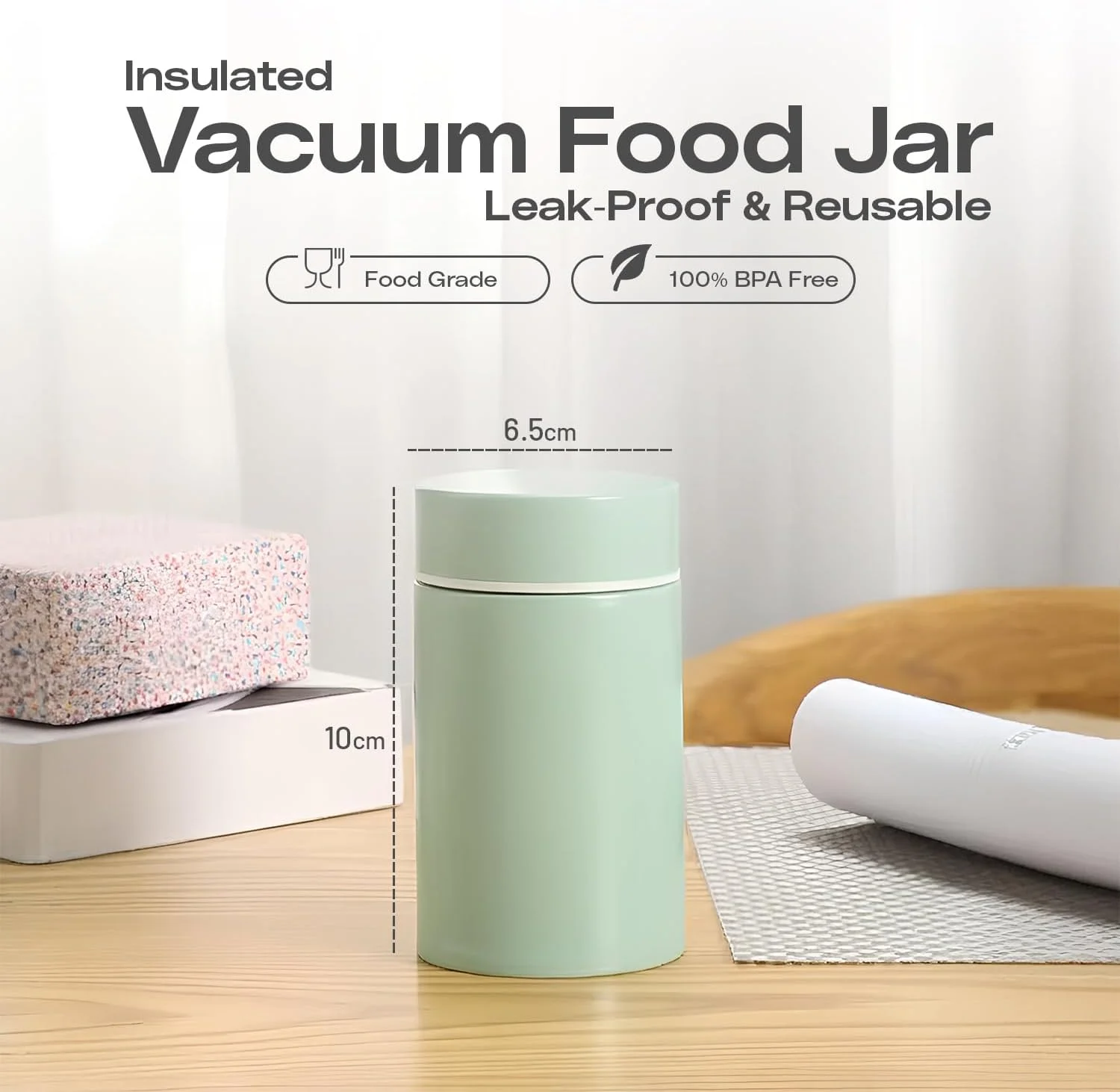 ظرف غذای عایق خلاء کوچک NABD، ظرف ناهار نشتیناپذیر و قابل استفاده مجدد برای غذاهای گرم یا سرد، جمع و جور و قابل حمل، ایدهآل برای مدرسه، دفتر، مسافرت و پیک نیک، ظرف حرارتی برای سوپ، برنج (سبز) ظرف غذای عایق خلاء کوچک NABD، ظرف ناهار نشتیناپذیر و قابل استفاده مجدد برای غذاهای گرم یا سرد، جمع و جور و قابل حمل، ایدهآل برای مدرسه، دفتر، مسافرت و پیک نیک، ظرف حرارتی برای سوپ، برنج (سبز)