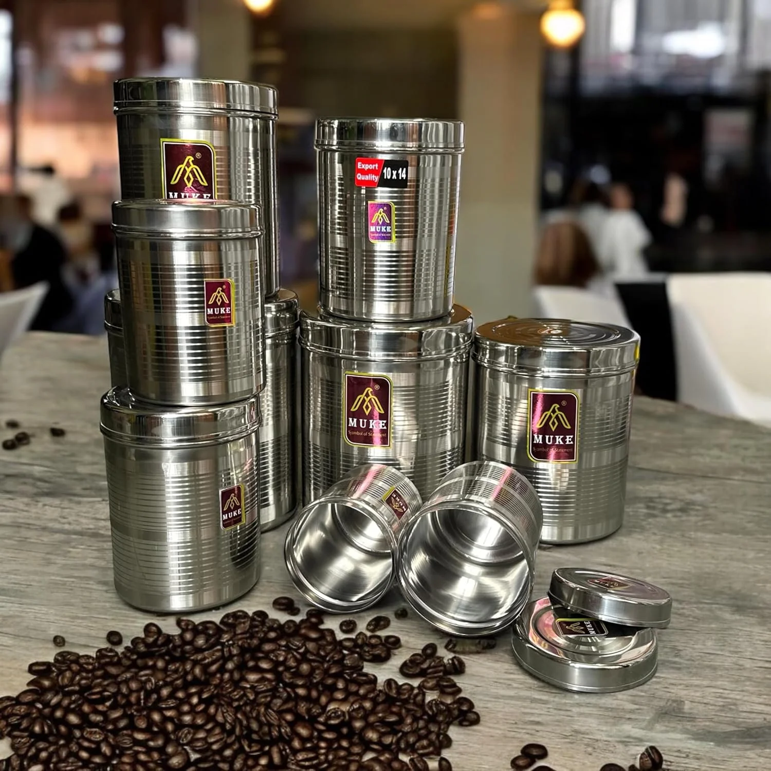 ظروف نگهداری آشپزخانه استیل ضد زنگ KITCHEN NEXT (MUKE) مناسب مواد غذایی، دبه از 500 میلی لیتر تا 5 کیلوگرم، 9 تکه، نقره ای ظروف نگهداری آشپزخانه استیل ضد زنگ KITCHEN NEXT (MUKE) مناسب مواد غذایی، دبه از 500 میلی لیتر تا 5 کیلوگرم، 9 تکه، نقره ای