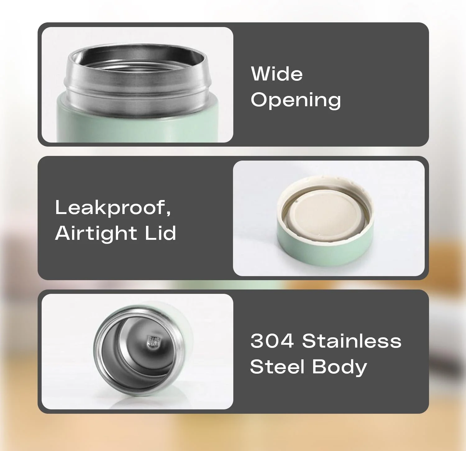 ظرف غذای عایق خلاء کوچک NABD، ظرف ناهار نشتیناپذیر و قابل استفاده مجدد برای غذاهای گرم یا سرد، جمع و جور و قابل حمل، ایدهآل برای مدرسه، دفتر، مسافرت و پیک نیک، ظرف حرارتی برای سوپ، برنج (سبز) ظرف غذای عایق خلاء کوچک NABD، ظرف ناهار نشتیناپذیر و قابل استفاده مجدد برای غذاهای گرم یا سرد، جمع و جور و قابل حمل، ایدهآل برای مدرسه، دفتر، مسافرت و پیک نیک، ظرف حرارتی برای سوپ، برنج (سبز)