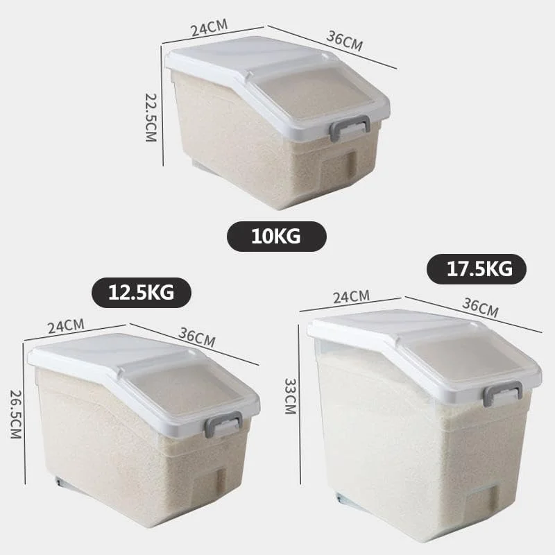 ظرف نگهداری برنج 10 کیلوگرمی HOOJO® با درب - ظرف/مخزن نگهداری مواد غذایی بدون BPA با پیمانه اندازه گیری - برای غلات، حبوبات، پاستا و موارد دیگر (ظرفیت 10 کیلوگرم)، پخش کننده غلات برای آشپزخانه/انبار ظرف نگهداری برنج 10 کیلوگرمی HOOJO® با درب - ظرف/مخزن نگهداری مواد غذایی بدون BPA با پیمانه اندازه گیری - برای غلات، حبوبات، پاستا و موارد دیگر (ظرفیت 10 کیلوگرم)، پخش کننده غلات برای آشپزخانه/انبار