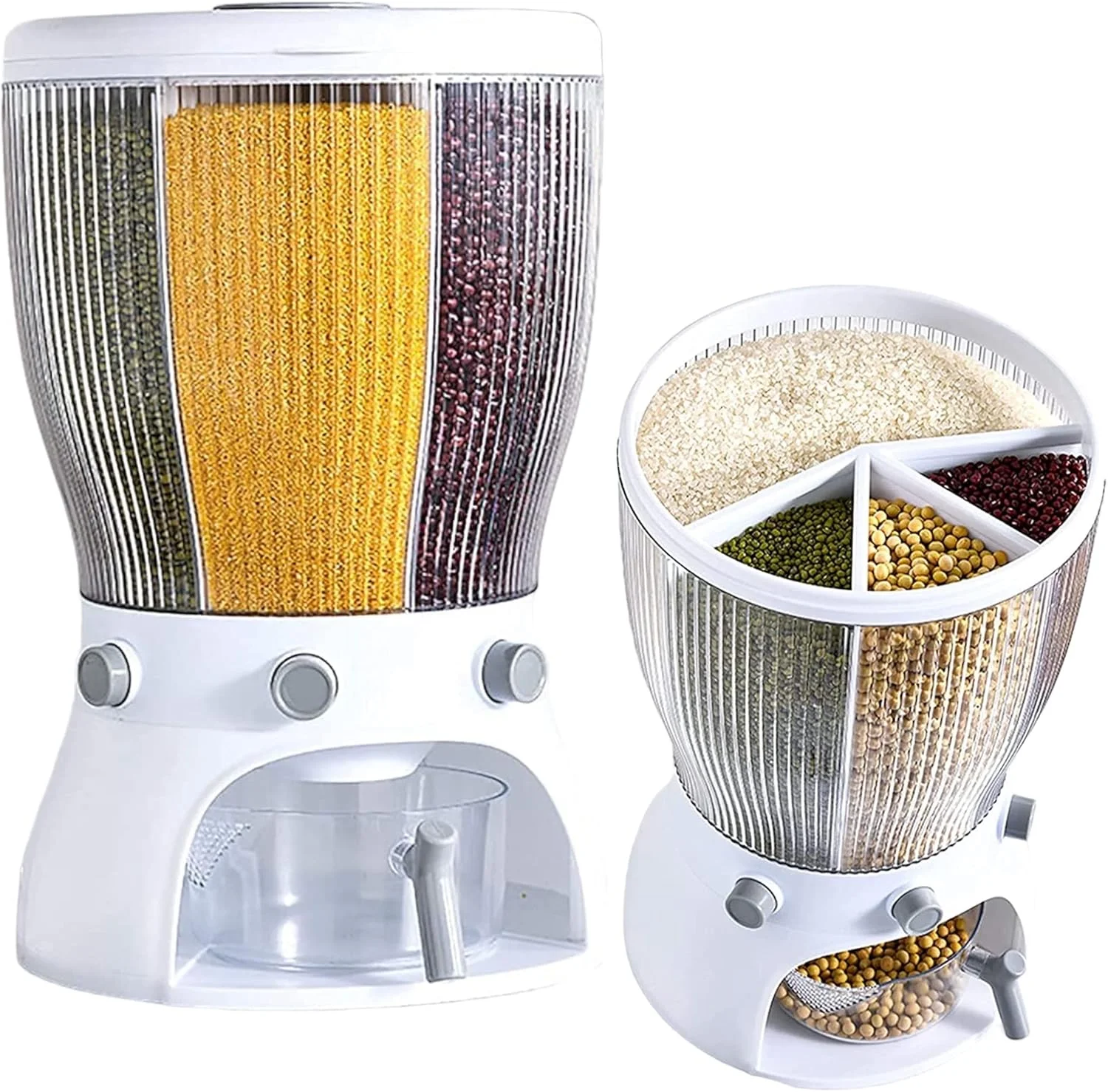 ظرف نگهداری برنج چرخشی 360 درجه هایلند - ظرف نگهداری مواد غذایی - ست ظروف آشپزخانه و نگهداری مواد غذایی با 4 محفظه - ظرف نگهداری غلات ظرف نگهداری برنج چرخشی 360 درجه هایلند - ظرف نگهداری مواد غذایی - ست ظروف آشپزخانه و نگهداری مواد غذایی با 4 محفظه - ظرف نگهداری غلات