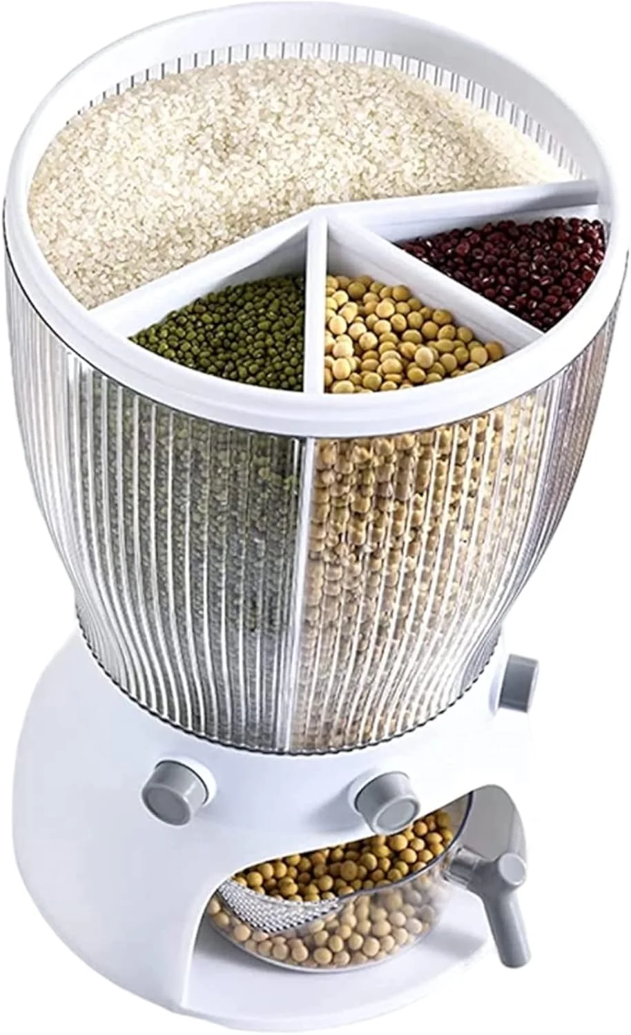 ظرف نگهداری برنج چرخشی 360 درجه هایلند - ظرف نگهداری مواد غذایی - ست ظروف آشپزخانه و نگهداری مواد غذایی با 4 محفظه - ظرف نگهداری غلات ظرف نگهداری برنج چرخشی 360 درجه هایلند - ظرف نگهداری مواد غذایی - ست ظروف آشپزخانه و نگهداری مواد غذایی با 4 محفظه - ظرف نگهداری غلات