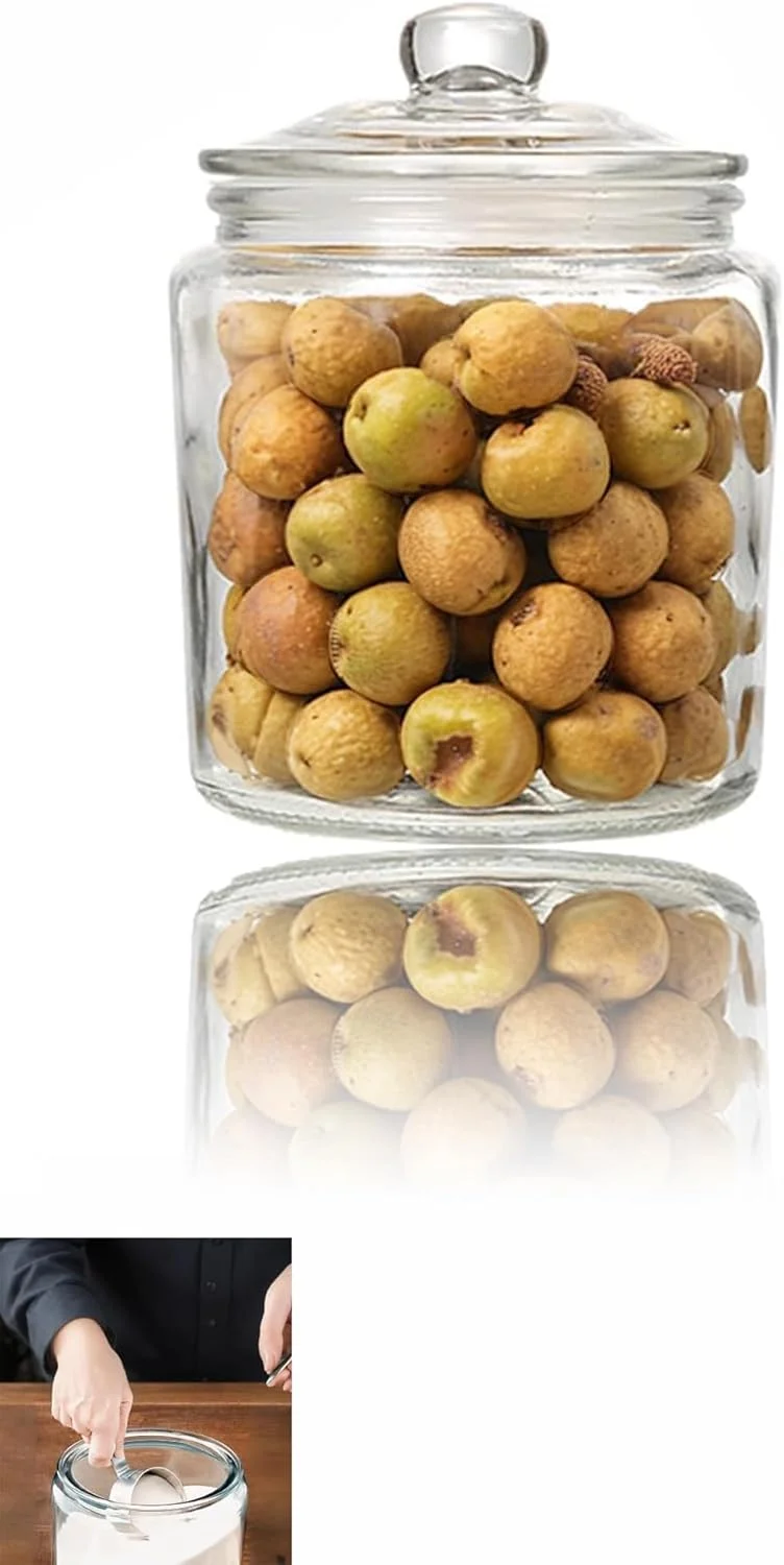 ظرف شیشه ای مینیمالیستی یک گالنی با درب - ایده آل برای نگهداری مواد غذایی خشک، آرد، کلوچه، برنج، قهوه، ادویه جات ترشی جات، آب نبات و موارد دیگر - 15.5cm x 12cm
