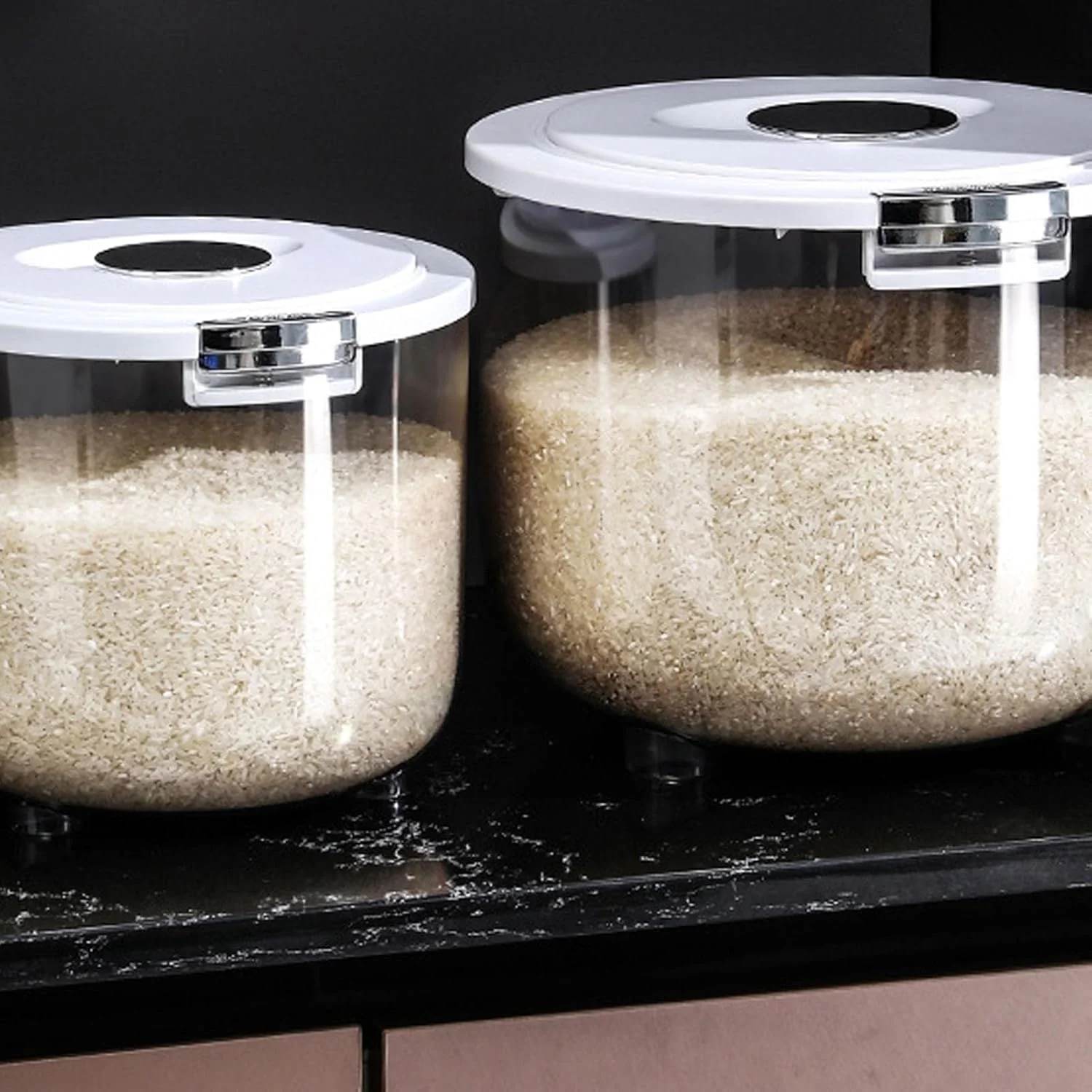 gernie Rice Storage Container, Thickened Rice Bin,Sealed Bucket for Rice and Flour, ABS Material,Drop Resistant,Strong Load Bearing,11/22/33 Lb with Lid for Kitchen (5kg/11.0lb Capacity)