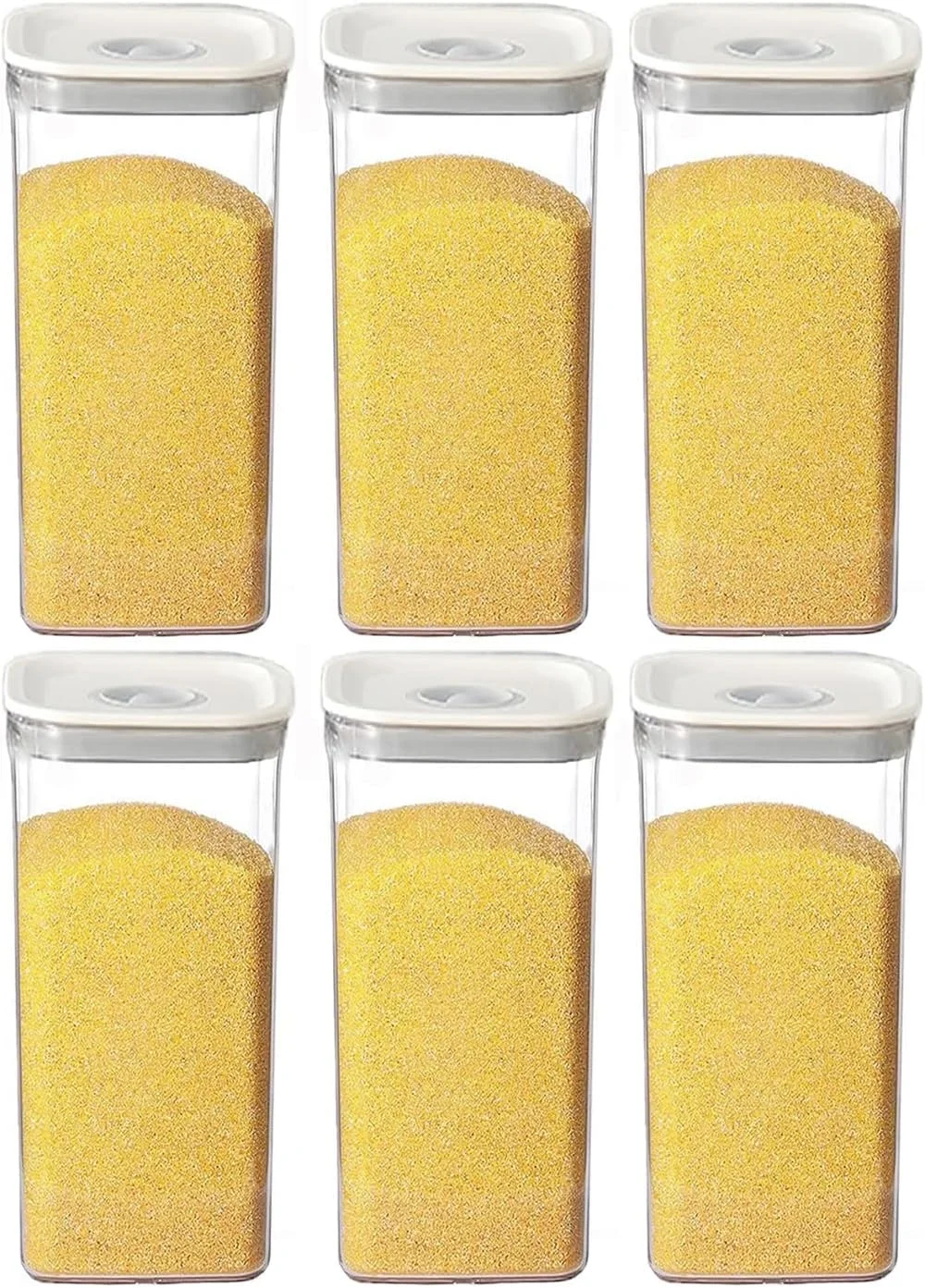 ظروف نگهداری مواد غذایی درب دار GGEROU، ست 6 عددی، مخزن نگهداری مهر و موم شده پلاستیکی با درجه مواد غذایی با درب های قفل دار، ظروف نگهداری و سازماندهی مواد غذایی آشپزخانه، ضد رطوبت، برای آب نبات، قهوه، غلات (6*L:1500ML)