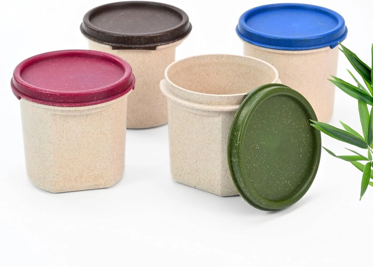 ظروف نگهداری مواد غذایی دوستدار محیط زیست Eha برای آشپزخانه به همراه درب | ست ظروف آشپزخانه 4 عددی | 350 میلی لیتر | ساخته شده با پوسته برنج | قابل استفاده در مایکروویو و یخچال | جعبه نگهداری | چند رنگ تیره