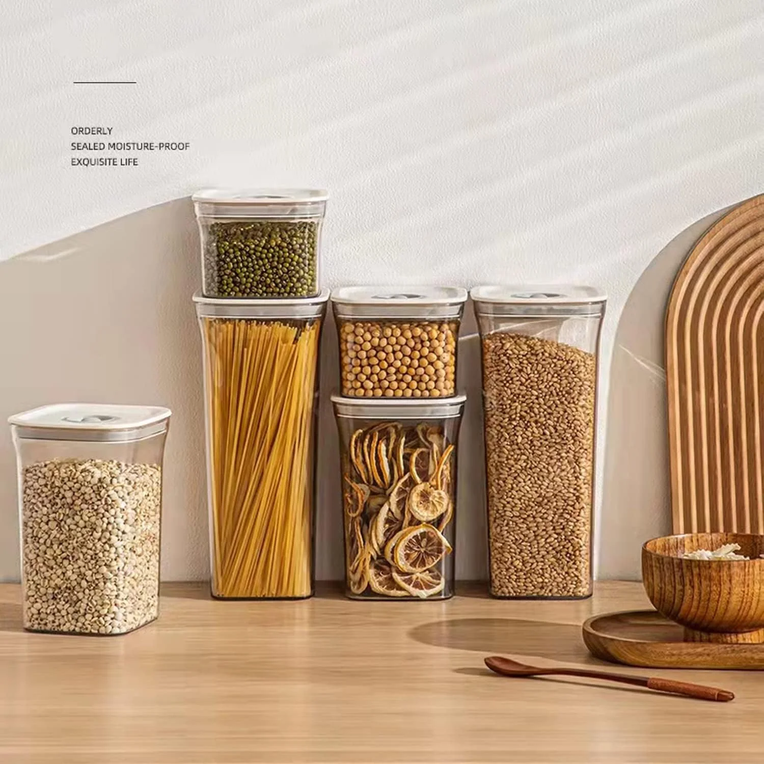 ظروف نگهداری مواد غذایی درب دار GGEROU، ست 6 عددی، مخزن نگهداری مهر و موم شده پلاستیکی با درجه مواد غذایی با درب های قفل دار، ظروف نگهداری و سازماندهی مواد غذایی آشپزخانه، ضد رطوبت، برای آب نبات، قهوه، غلات (6*L:1500ML) ظروف نگهداری مواد غذایی درب دار GGEROU، ست 6 عددی، مخزن نگهداری مهر و موم شده پلاستیکی با درجه مواد غذایی با درب های قفل دار، ظروف نگهداری و سازماندهی مواد غذایی آشپزخانه، ضد رطوبت، برای آب نبات، قهوه، غلات (6*L:1500ML)