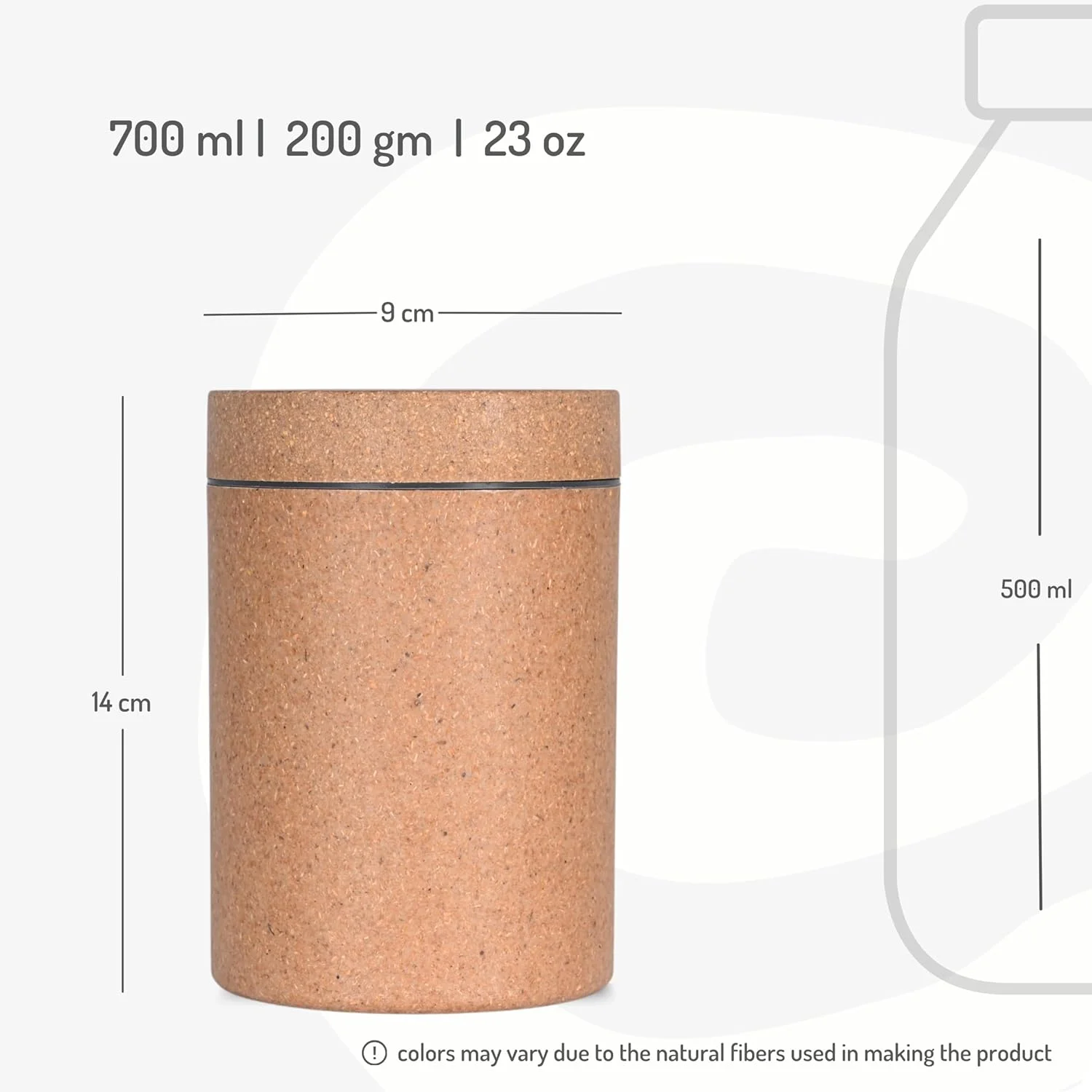 ظرف استوانه ای دوستدار محیط زیست Eha با درب محکم | ست 3 تایی ظروف نگهداری مواد غذایی | قابل استفاده در مایکروویو | ساخته شده از پوسته برنج و الیاف بامبو | 700 میلی لیتر | چند رنگ