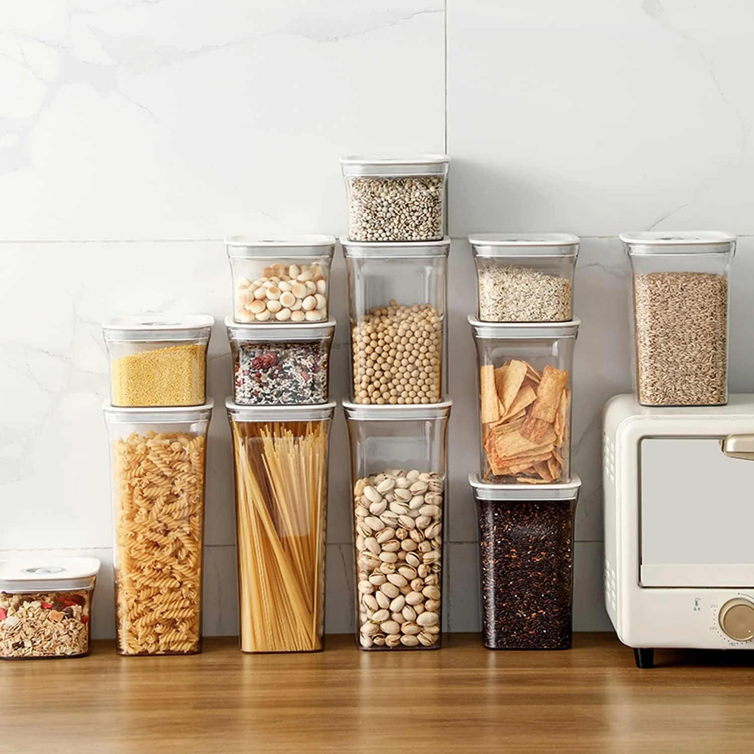 ظروف نگهداری مواد غذایی درب دار GGEROU، ست 6 عددی، مخزن نگهداری مهر و موم شده پلاستیکی با درجه مواد غذایی با درب های قفل دار، ظروف نگهداری و سازماندهی مواد غذایی آشپزخانه، ضد رطوبت، برای آب نبات، قهوه، غلات (6*L:1500ML) ظروف نگهداری مواد غذایی درب دار GGEROU، ست 6 عددی، مخزن نگهداری مهر و موم شده پلاستیکی با درجه مواد غذایی با درب های قفل دار، ظروف نگهداری و سازماندهی مواد غذایی آشپزخانه، ضد رطوبت، برای آب نبات، قهوه، غلات (6*L:1500ML)