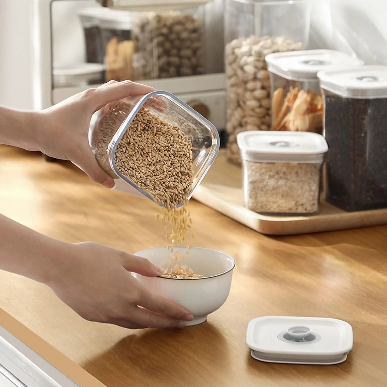 ظروف نگهداری مواد غذایی درب دار GGEROU، ست 6 عددی، مخزن نگهداری مهر و موم شده پلاستیکی با درجه مواد غذایی با درب های قفل دار، ظروف نگهداری و سازماندهی مواد غذایی آشپزخانه، ضد رطوبت، برای آب نبات، قهوه، غلات (6*L:1500ML) ظروف نگهداری مواد غذایی درب دار GGEROU، ست 6 عددی، مخزن نگهداری مهر و موم شده پلاستیکی با درجه مواد غذایی با درب های قفل دار، ظروف نگهداری و سازماندهی مواد غذایی آشپزخانه، ضد رطوبت، برای آب نبات، قهوه، غلات (6*L:1500ML)