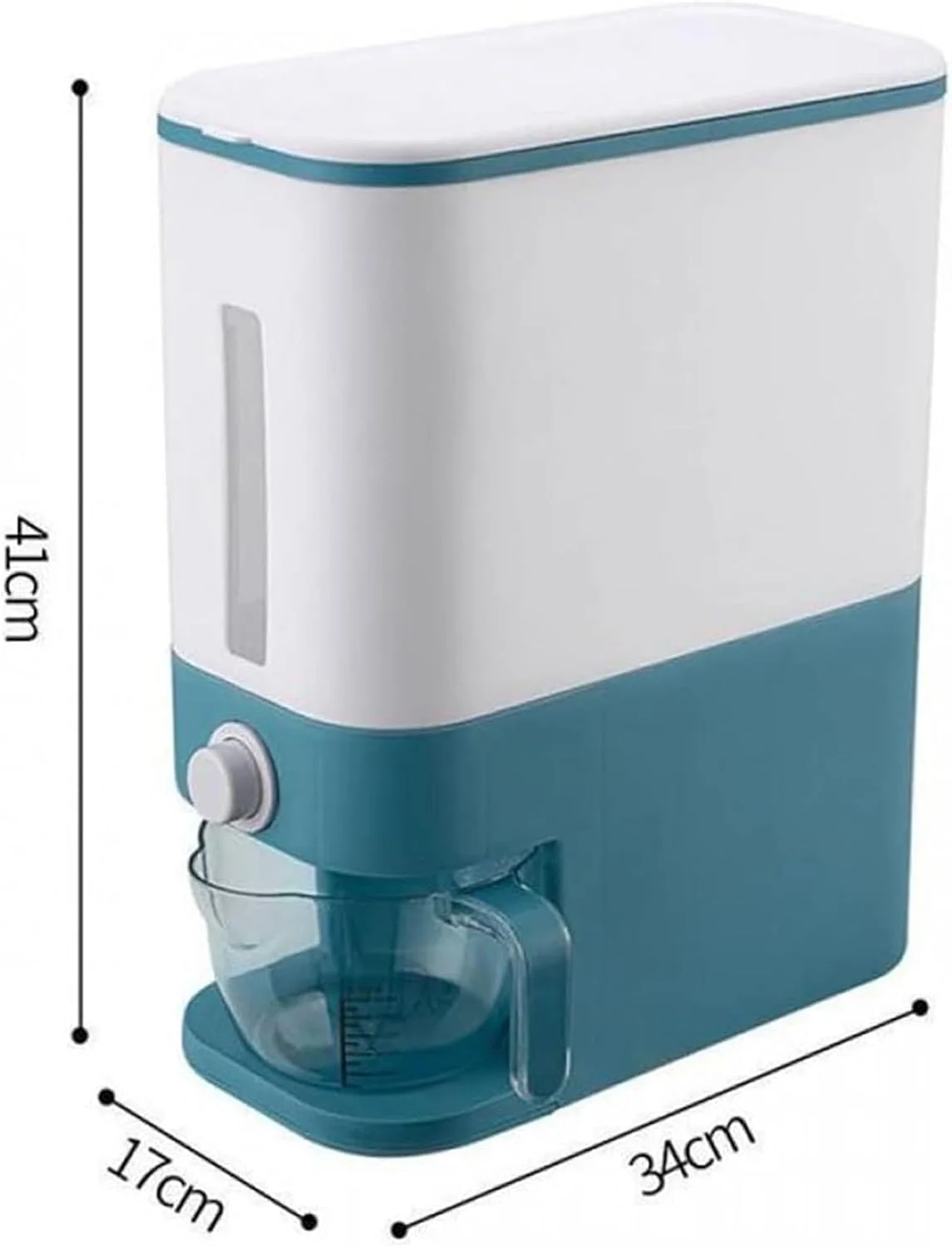 ظرف نگهداری برنج اتوماتیک HALAMODO - ظرف بزرگ درب دار و مهر و موم شده برای آشپزخانه، ظرف غلات و برنج ۱۲ کیلویی، جعبه نگهداری مواد غذایی و غلات ضد رطوبت (آبی)