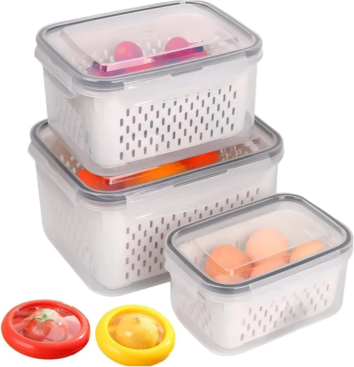 DESEAR Food Grade Plastic Storage Containers – BPA-Free, Leak-Proof, Microwave & Freezer Safe Meal Prep Box Set – 3 & 5 Piece Rectangular Containers for Lunch, Fruits & Vegetables (3)