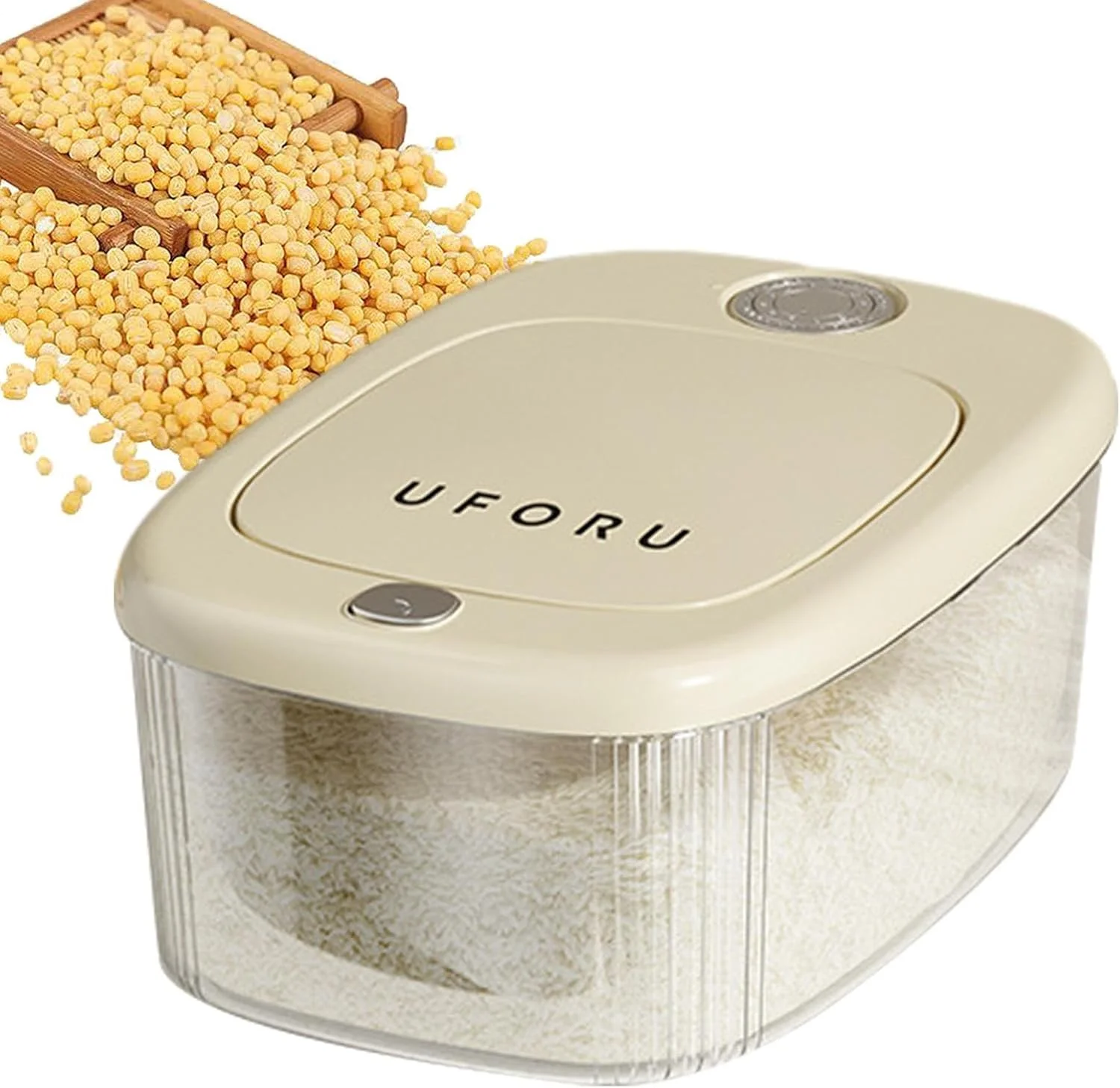 Rice Storage Bin - Space Saving Rice Storage Containers | Food-Safe Kitchen Sealed Bins Multifunctional Airtight Dispenser for Organizing