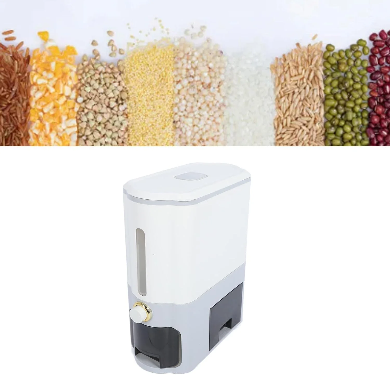 ظرف نگهداری برنج Haofy با مکانیزم فشاری، مخزن ذخیره سازی بزرگ با پیمانه اندازه گیری، جنس PP (خاکستری روشن) ظرف نگهداری برنج Haofy با مکانیزم فشاری، مخزن ذخیره سازی بزرگ با پیمانه اندازه گیری، جنس PP (خاکستری روشن)