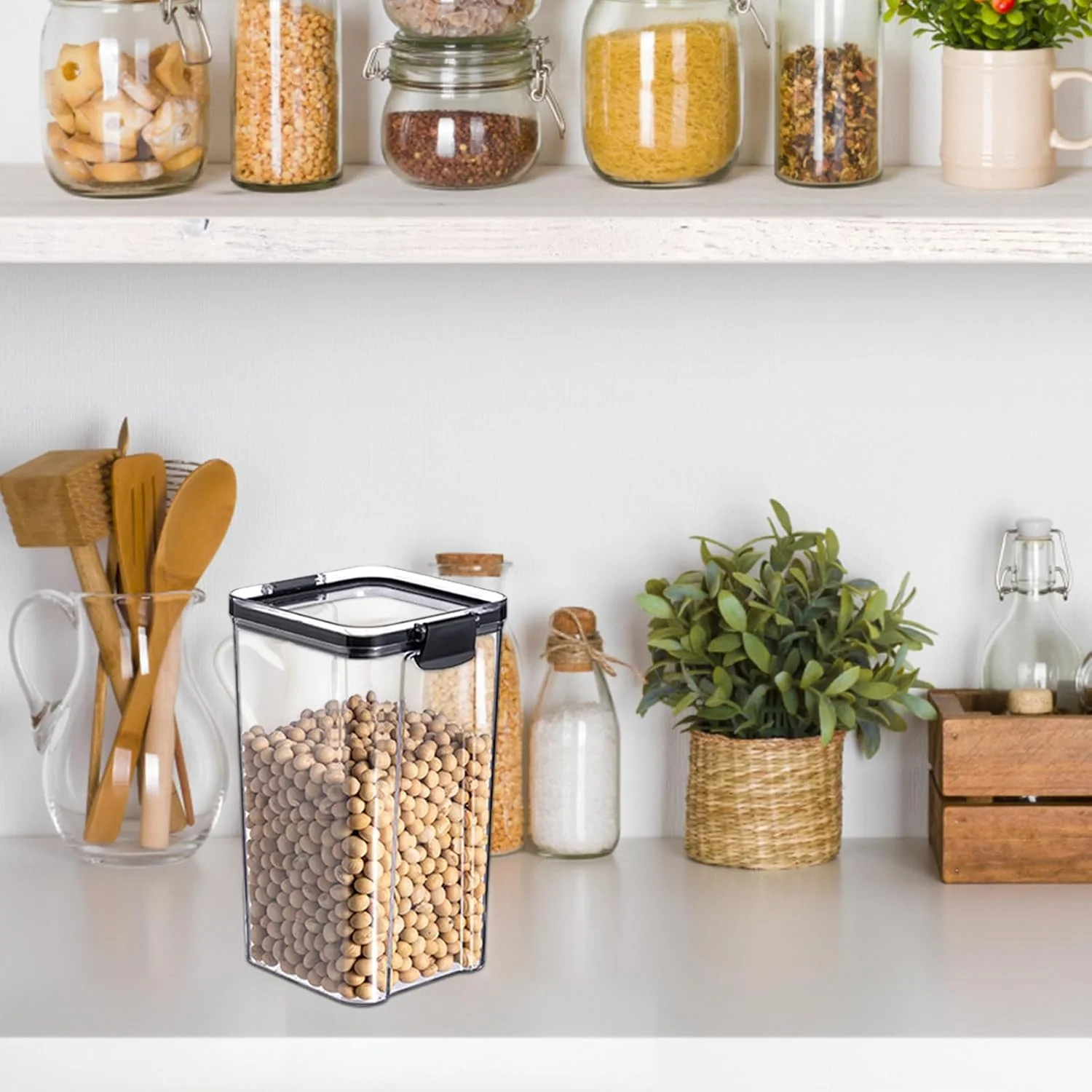 ظرف نگهداری مواد غذایی - سازمان دهنده مواد غذایی با درب آسان، مخزن شفاف، بشکه نگهداری برنج، ظرف خانگی