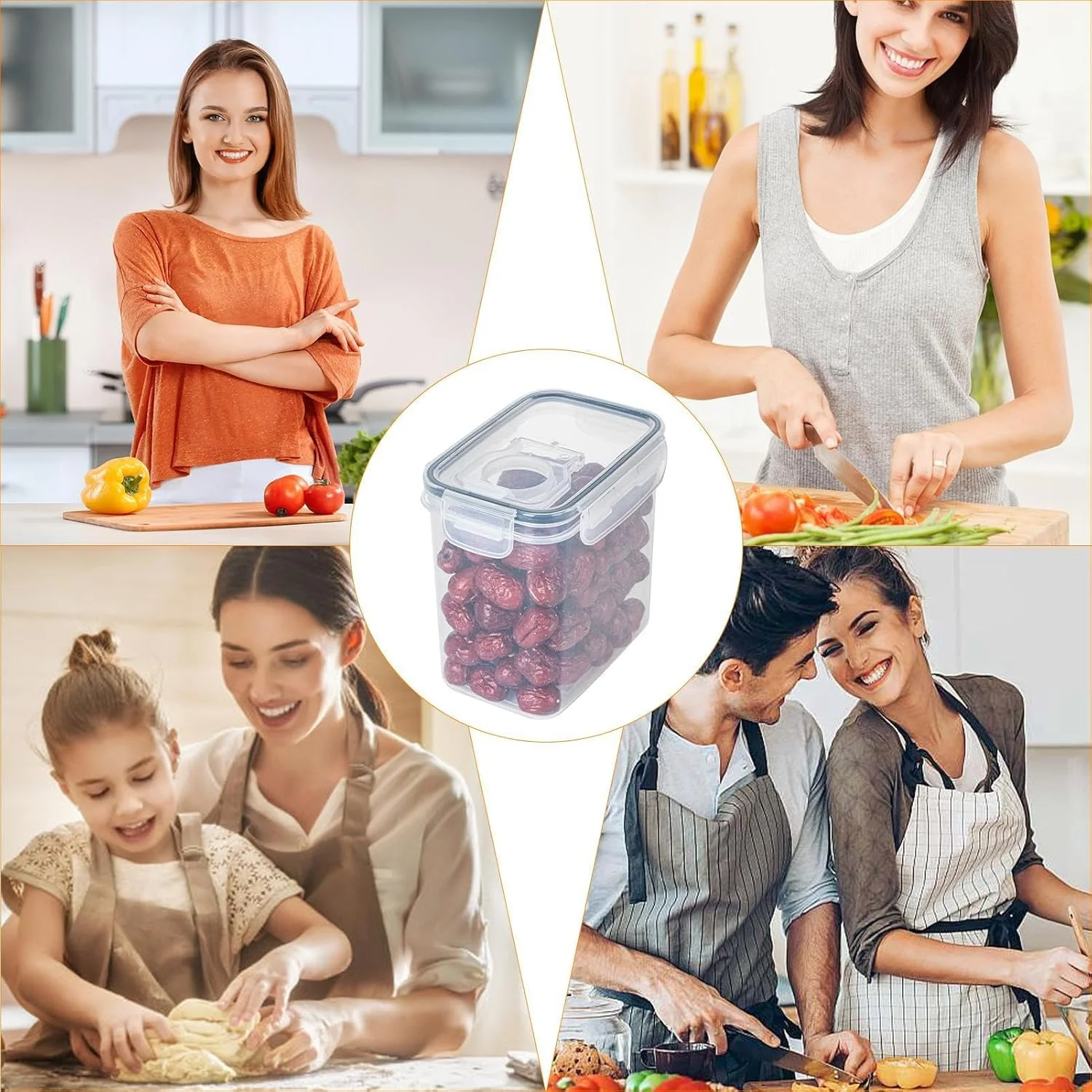 ظرف نگهداری غلات برای کابینت | سازمان دهنده ضد هوا، ظروف نگهداری مواد غذایی خشک درب دار | ظروف نگهداری مواد غذایی شفاف و ضد هوا برای شکر، غلات، تنقلات، برنج، آجیل و بیسکویت