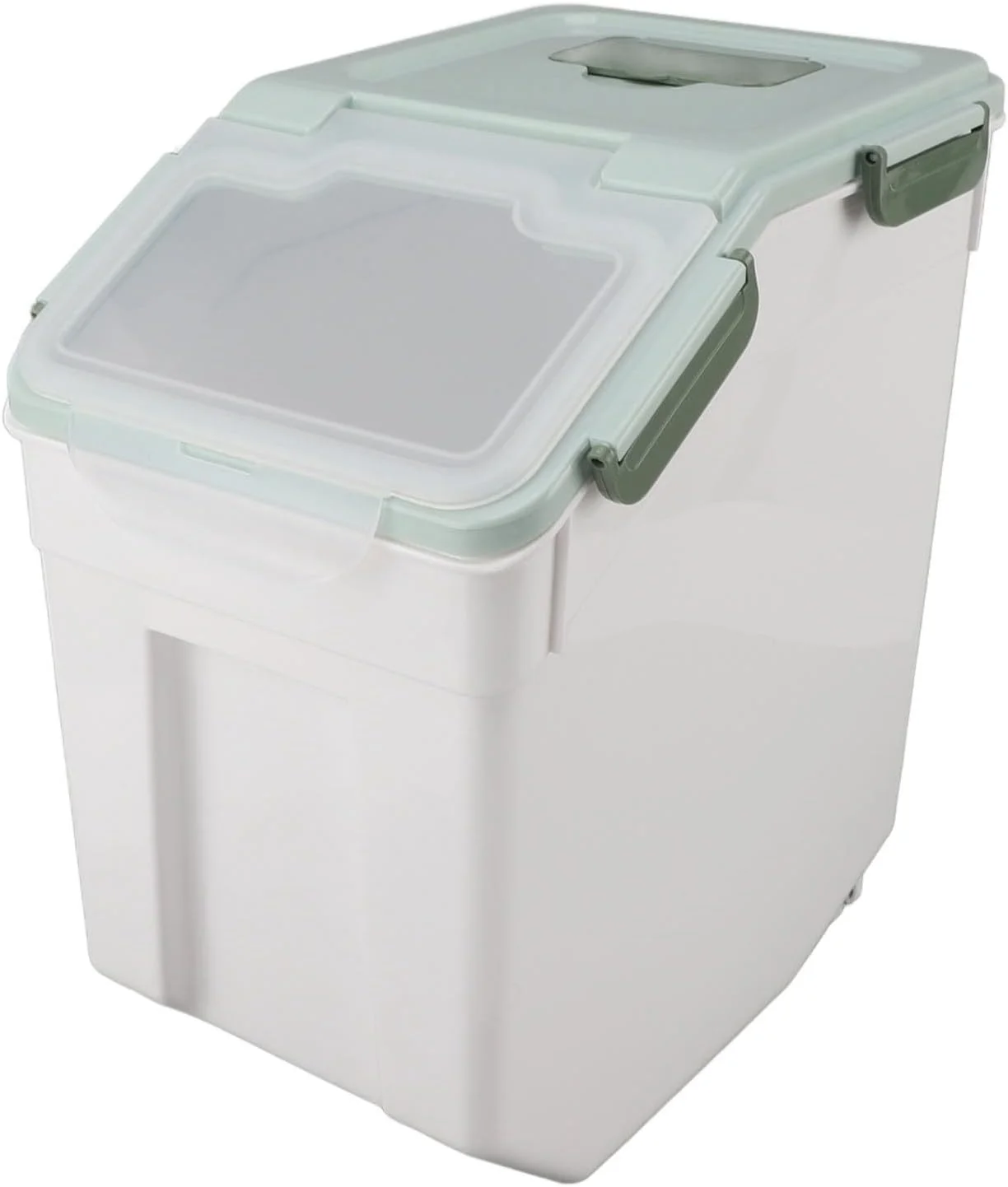 ظرف نگهداری برنج Fockety، مخزن نگهداری مواد غذایی ضد هوا، سازمان دهنده مواد غذایی آشپزخانه با درب بازشو آسان برای آرد غلات تنقلات نعنایی (15 کیلوگرم)