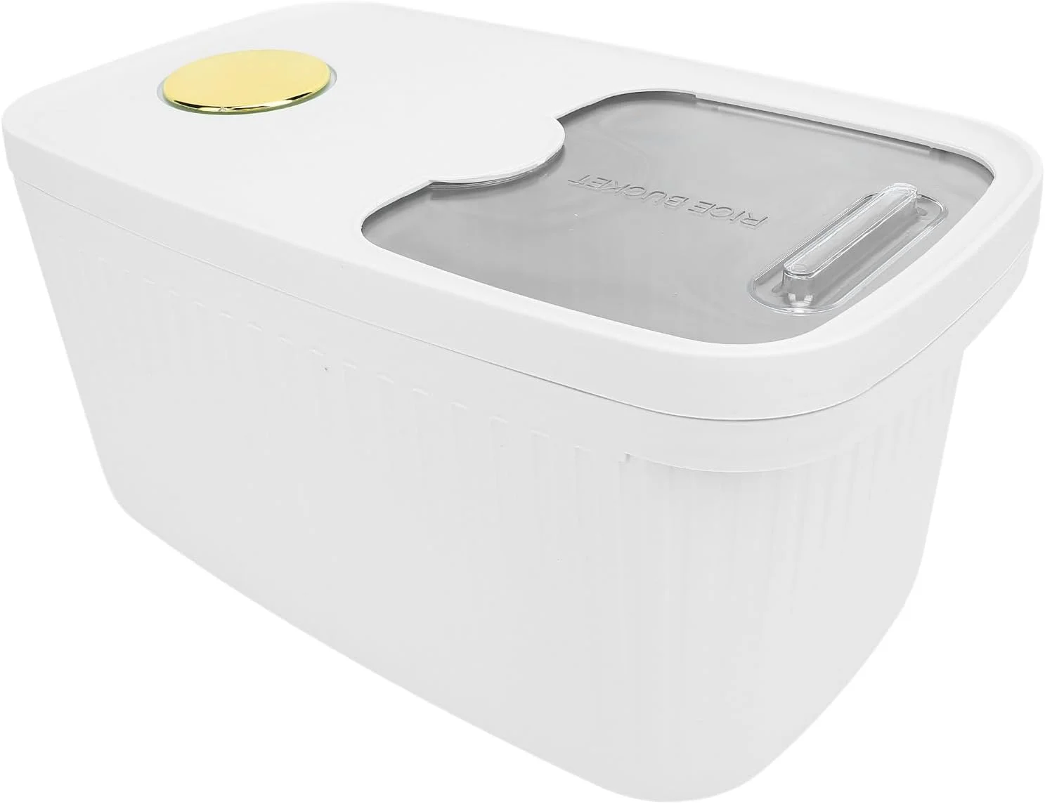 ظرف برنج 10 کیلوگرمی GLOGLOW، مخزن نگهداری مواد غذایی با پنجره شفاف برای حبوبات، آرد، شکر، قهوه، برنج، آجیل، تنقلات و غذای حیوانات خانگی (سفید)