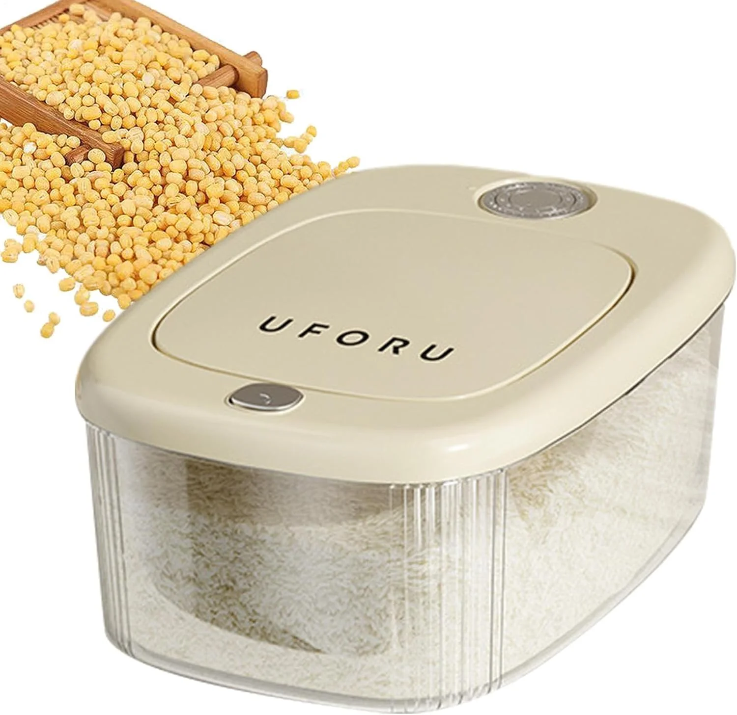 ظرف نگهداری غذای خشک - ظروف نگهداری برنج با قابلیت صرفه جویی در فضا، سطل های برنج مهر و موم شده آشپزخانه ایمن برای مواد غذایی، پخش کننده چند منظوره و بدون هوا برای سازماندهی