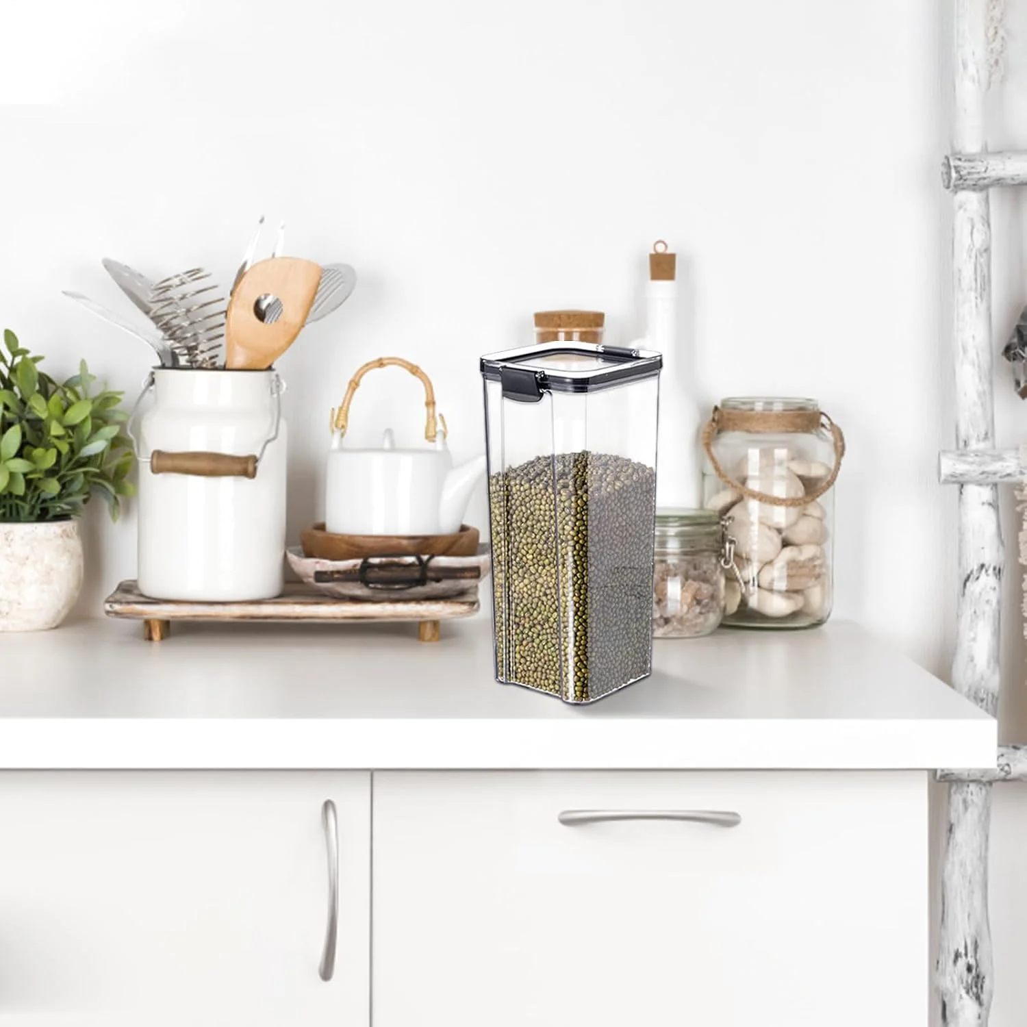 ظرف نگهداری مواد غذایی | سازمان دهنده مواد غذایی با درب آسان، مخزن شفاف، بشکه نگهداری برنج، ظرف خانگی