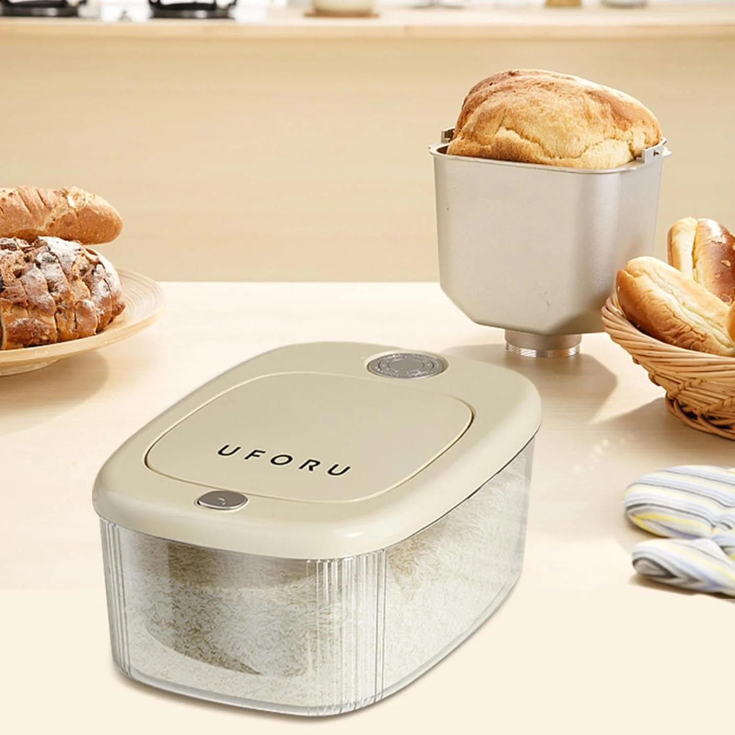 Dry Food Storage,Space Saving Rice Storage Containers | Multifunctional Dry Food Containers Kitchen Sealed Rice Bins for Grain Cereal Soybean and Corn