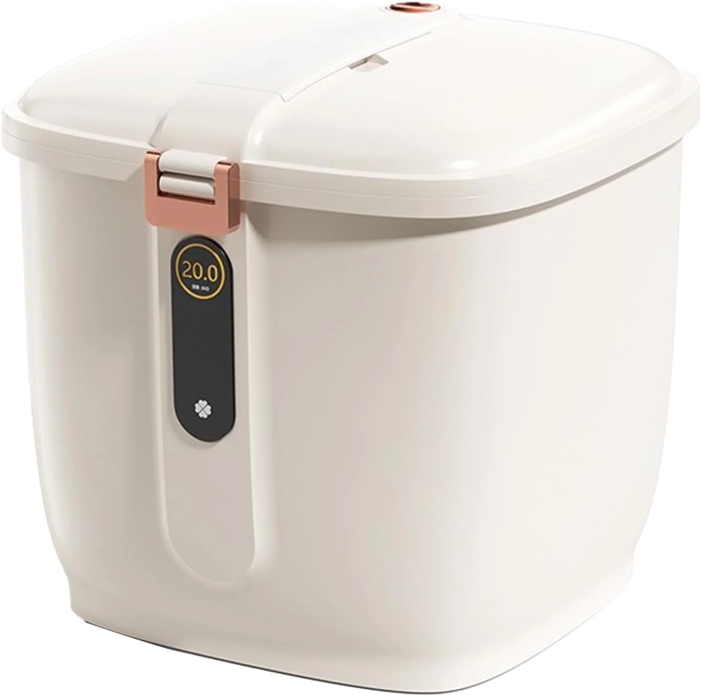 ظرف نگهداری برنج RIZGHWOY، سطل غلات ضد هوا، پخش کننده غلات مناسب برای انبار آشپزخانه، غذای حیوانات خانگی، نگهدارنده بزرگ مهر و موم شده (سفید کرم 10 کیلوگرم)