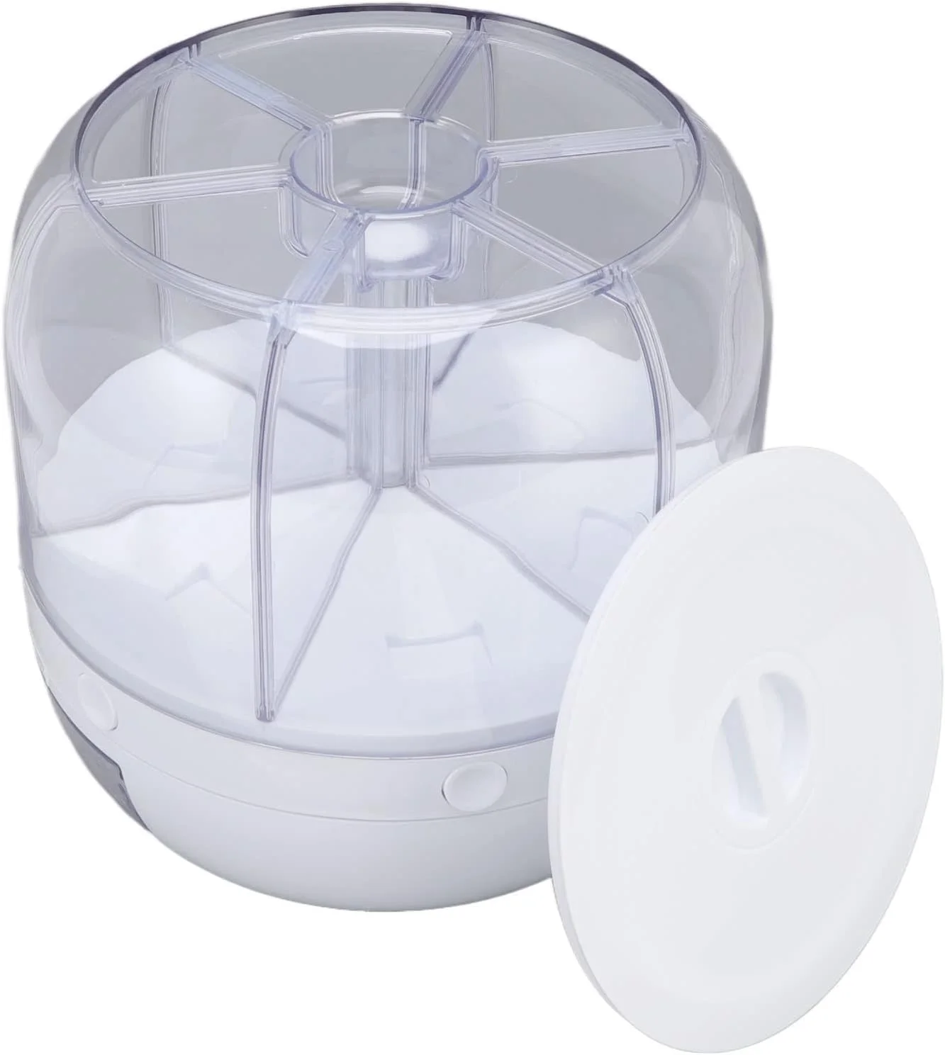 ظرف غلات چرخشی Haofy، ظرف توزیع کننده خوراک خشک رومیزی، 6 محفظه، ظروف نگهداری غلات برای آشپزخانه، موسلی، غلات، برنج، شکر، 23.6 × 22.1 سانتی متر، سفید (ظرفیت 10 کیلوگرم)