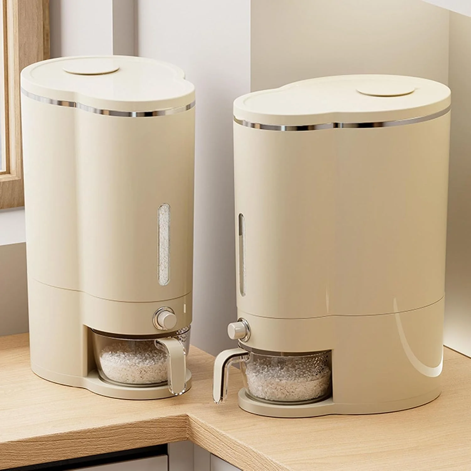 ظرف نگهداری برنج GLOGLOW، ظرف دربسته و ضد هوا، لوازم آشپزخانه برای نگهداری برنج با ظرفیت بالا، پلاستیکی (سایز کوچک)