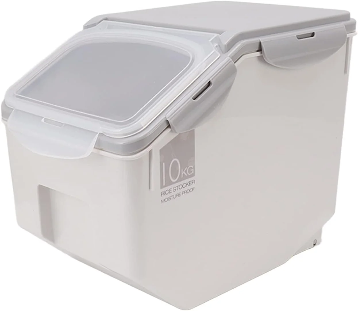 ظرف نگهداری برنج پلاستیکی Jiawu، سازمان دهنده دانه های غذایی مهر و موم شده و ضد هوا برای لوازم آشپزخانه (خاکستری 10 کیلوگرم)