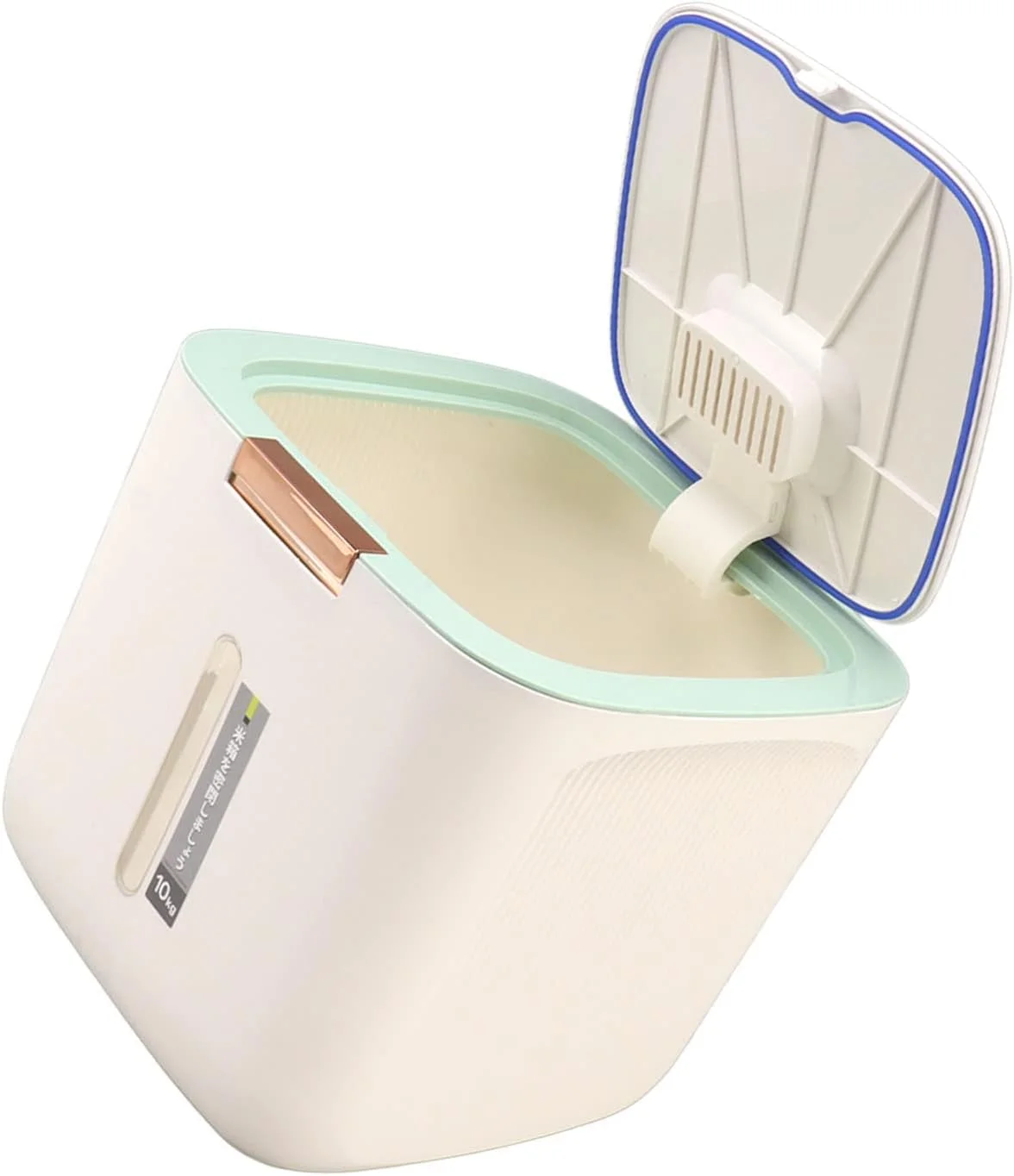 ظرف نگهداری برنج Asixxsix با ظرفیت 10 کیلوگرم، ظروف نگهداری مواد غذایی خشک از جنس PP با درجه غذایی به همراه پیمانه اندازه گیری، ضد رطوبت، مناسب برای غلات، آرد، برنج، آجیل، لوبیا و غذای حیوانات خانگی (سبز روشن)