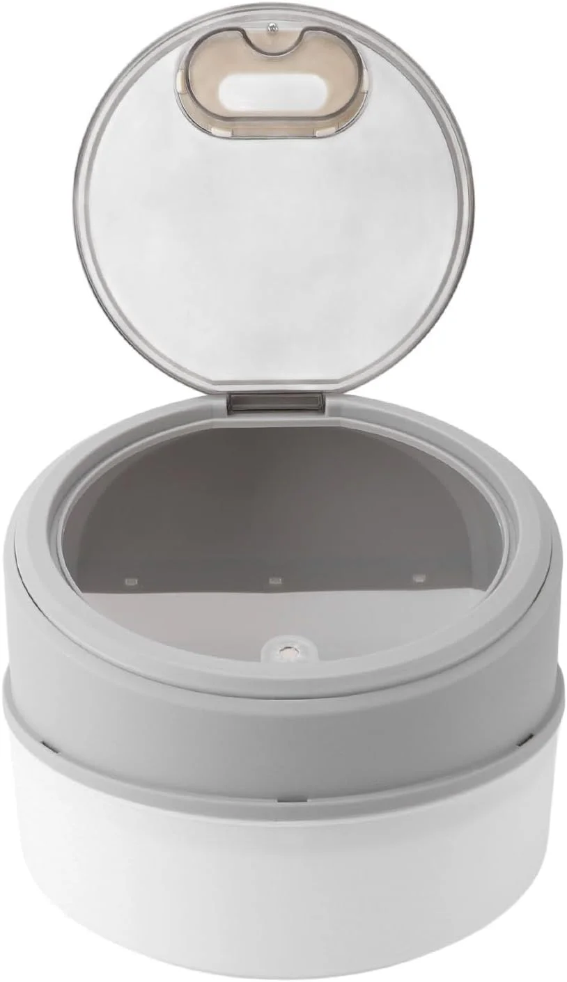 ظرف نگهداری برنج Asixxsix با ظرفیت 5 کیلوگرم، سطل برنج پلاستیکی با پیمانه اندازه گیری، پخش کننده دانه های مقاوم در برابر حرارت بالا و ضد هوا برای پیشخوان های خانگی یا آشپزخانه (خاکستری سفید)